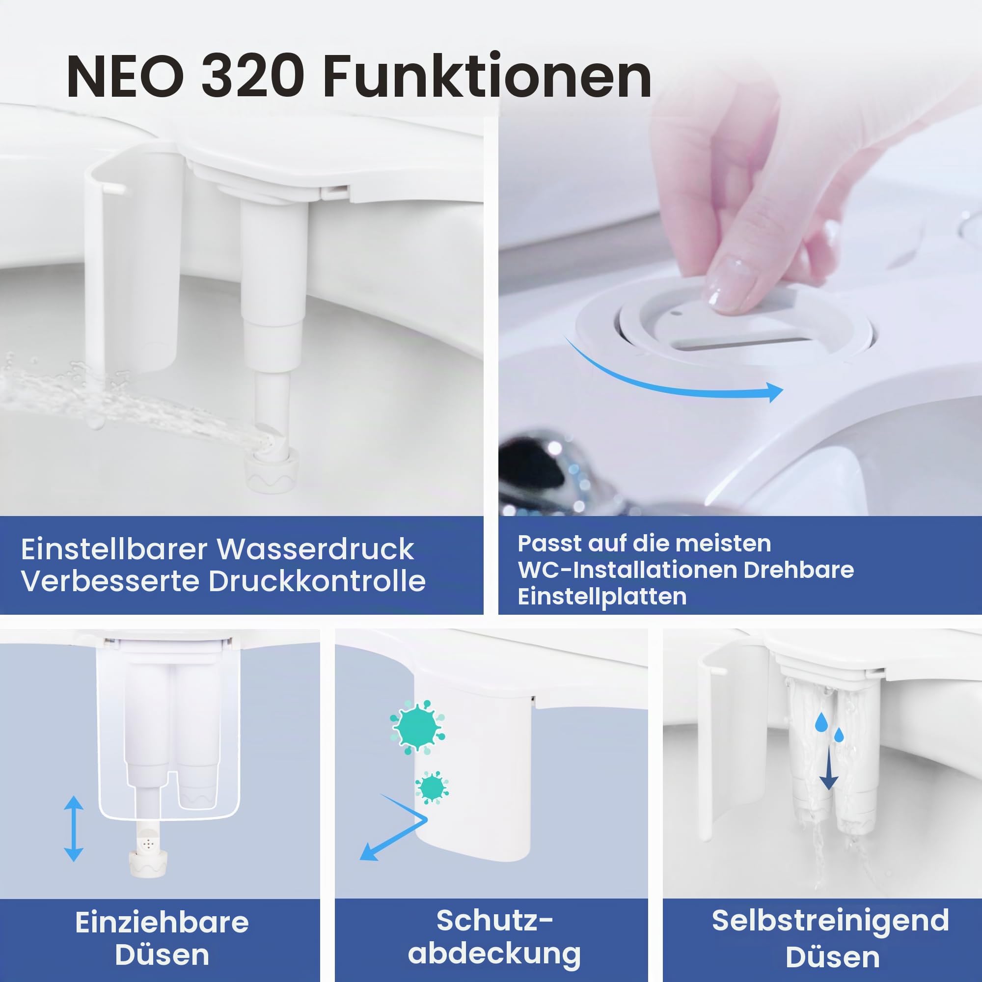 Luxe Bidet BidetNeo320s Aufsatz Bidet, blau, 13.5 x 7 x 3 inches