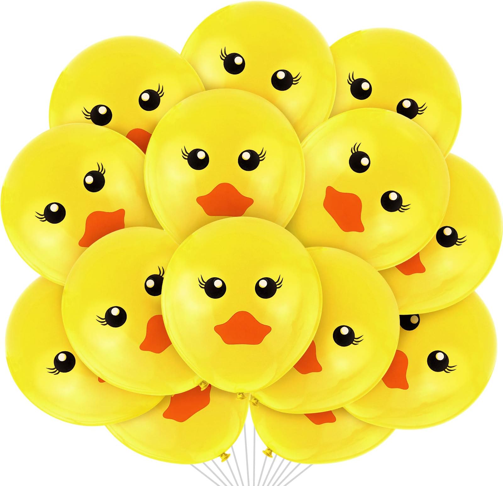 Gejoy 60 Pcs Yellow Duck Balloons Rubber Duck Birthday Decorations Cartoon Printed Latex Balloons for Wedding, Birthday, Baby Shower & Classroom Decoration, 12 Inches