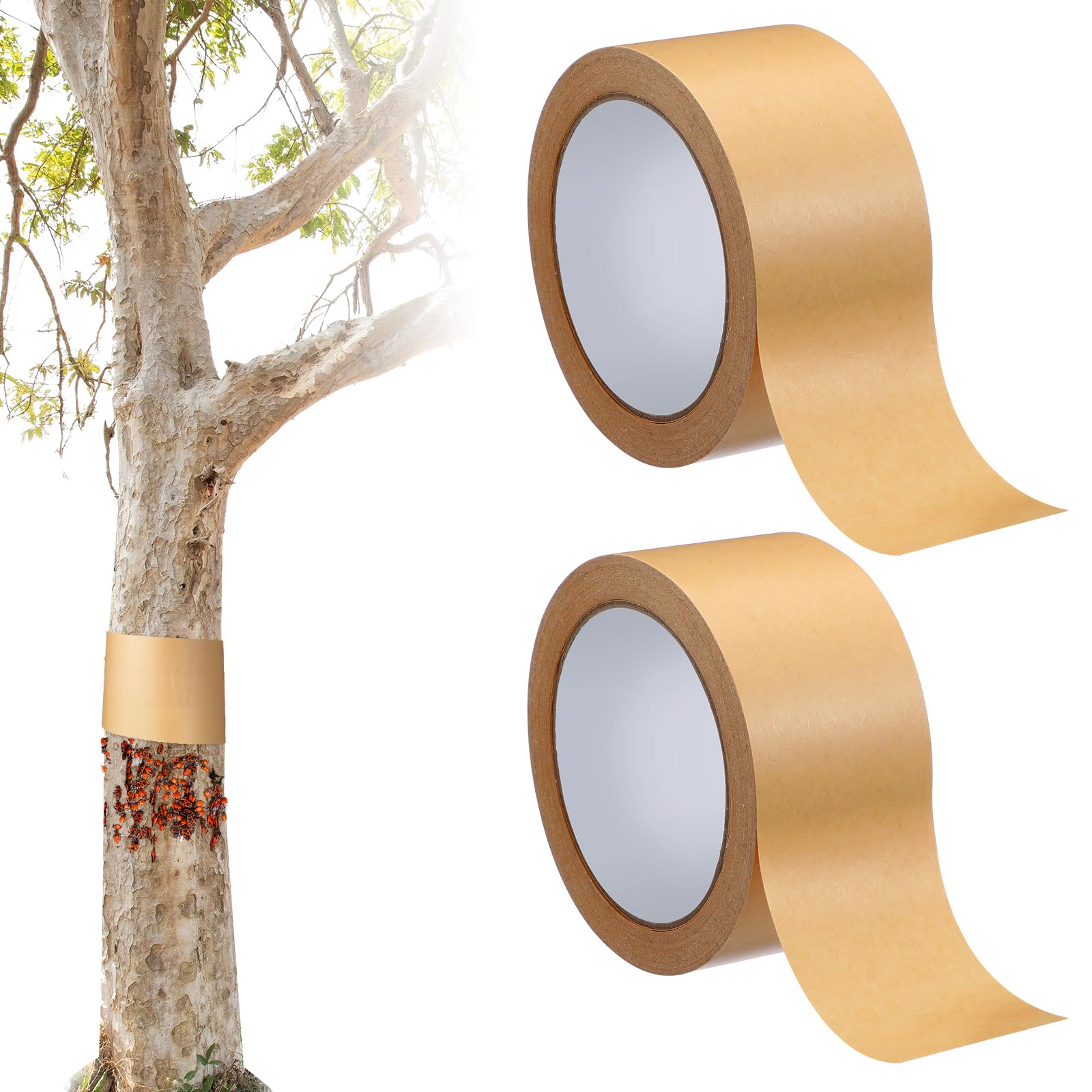 Qualirey Tree Barrier Tape Insect Protector Tree Wrap Slippery Caterpillar Prevent Gypsy Moth Sponge Cicada Laying Egg Tape for Outdoor Lawn Garden(2 Rolls)