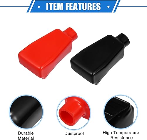 Miniatura 4 de VekAuto 1 par de cubiertas de aislamiento de terminales de batería, 0.591 in, 0.59 pulgadas, ID 2.559 in x 1.614 in, tapa universal para poste de