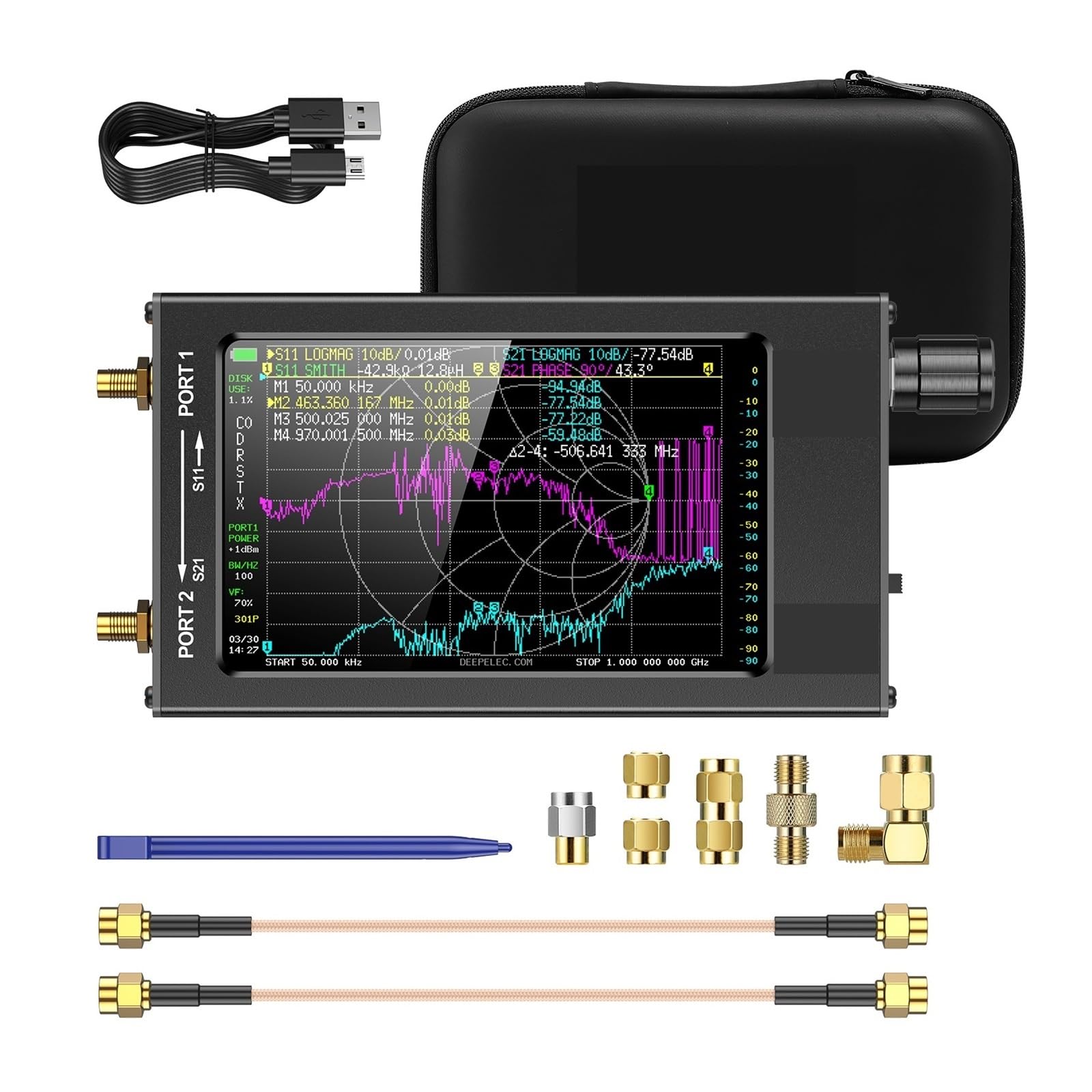 Analizador de red, Analizador De Antena 4,3 Pulgadas 10k-1,5GHz VHF UHF Red HW3.2