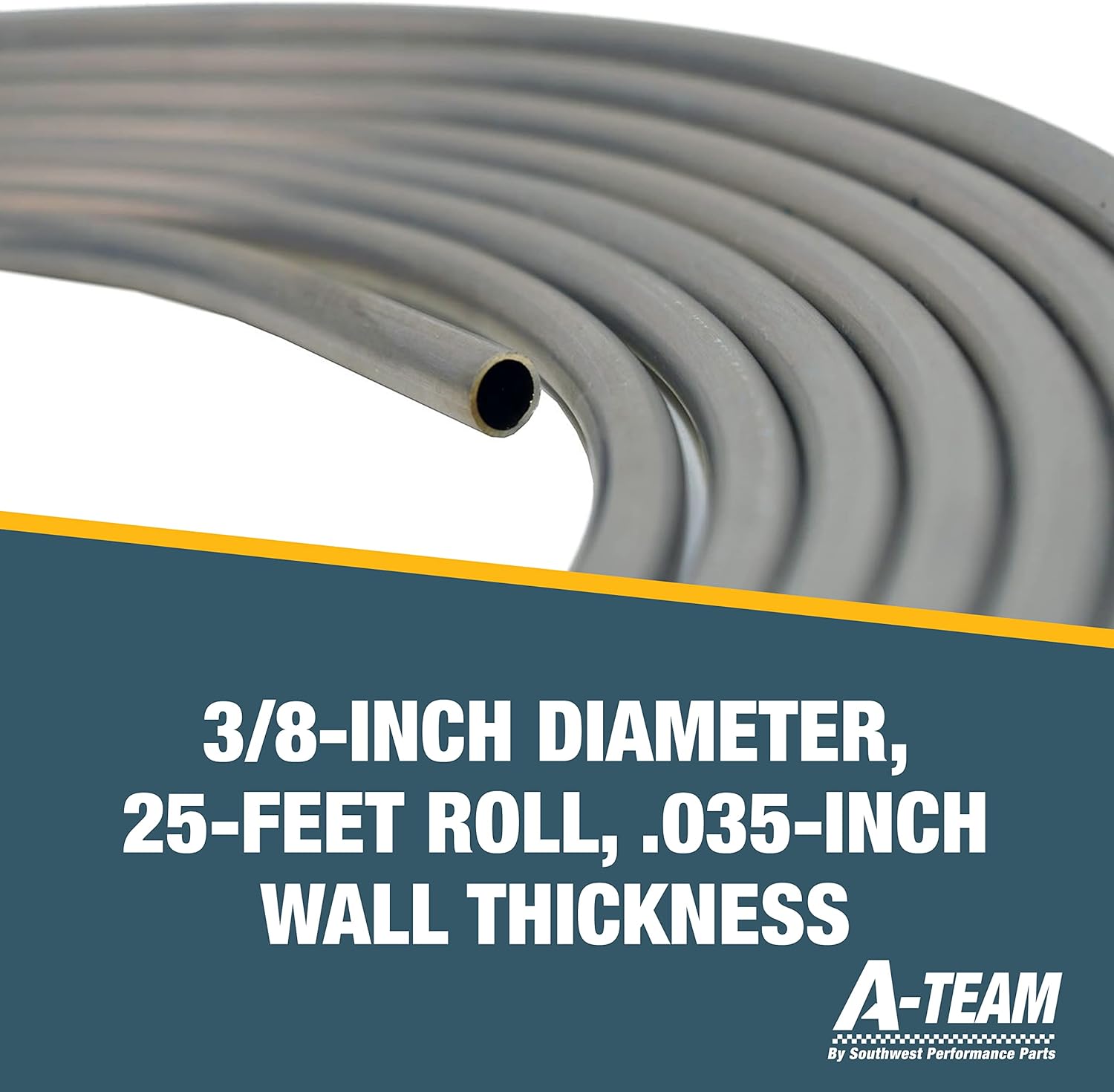 A-Team Performance - 3003-Grade Aluminum Coiled Tubing Fuel Line Tube, 3/8 Inch, Diameter 25-Feet Roll.035-inch Wall Thickness. - Compatible with Larger Tube Diameter : Automotive