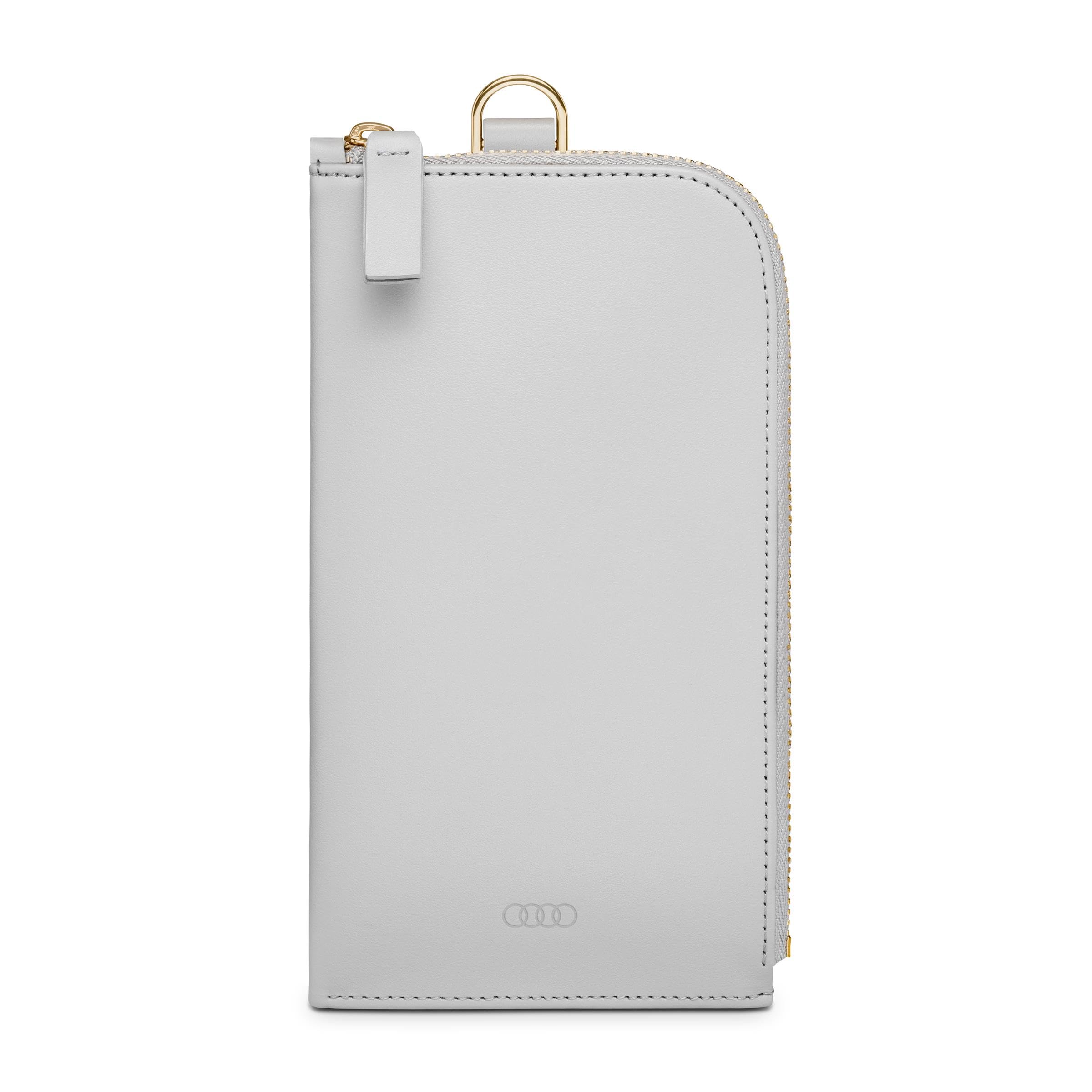Audi Etui na Smartfon ze Skóry, Kompatybilne z iPhone 14/Samsung Galaxy S22/S23, Skóra Bydlęca, Szary/Jasne Złoto, 3152400300, z Ochroną RFID