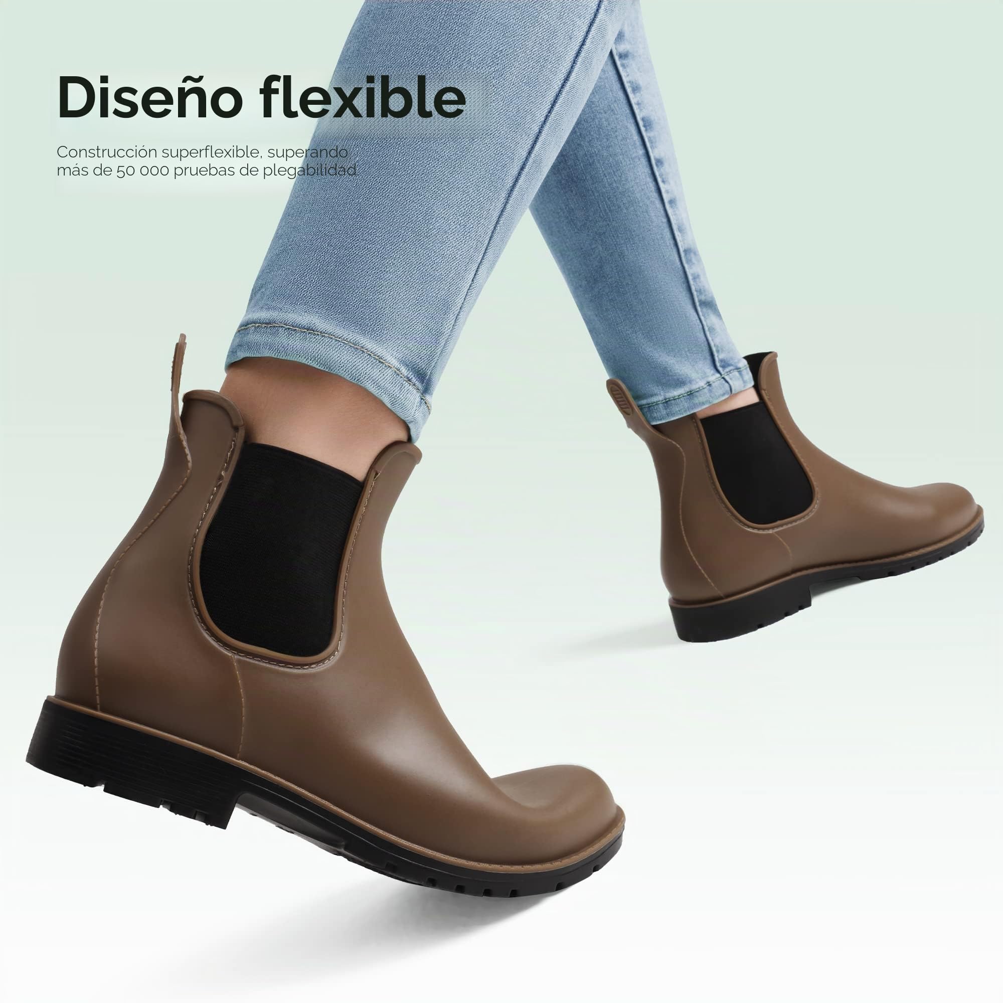 DREAM PAIRS Botas de Agua Mujer Chelsea Impermeable Wellington Botines de Goma Antideslizante Flexible