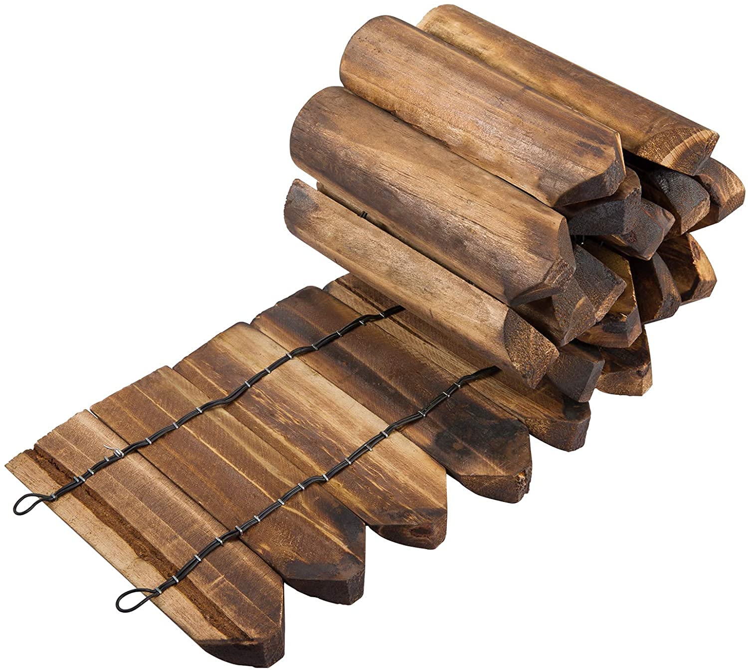 Buy 47.2 Inch Wooden Garden Edging, Wood Landscape Border Edging Garden