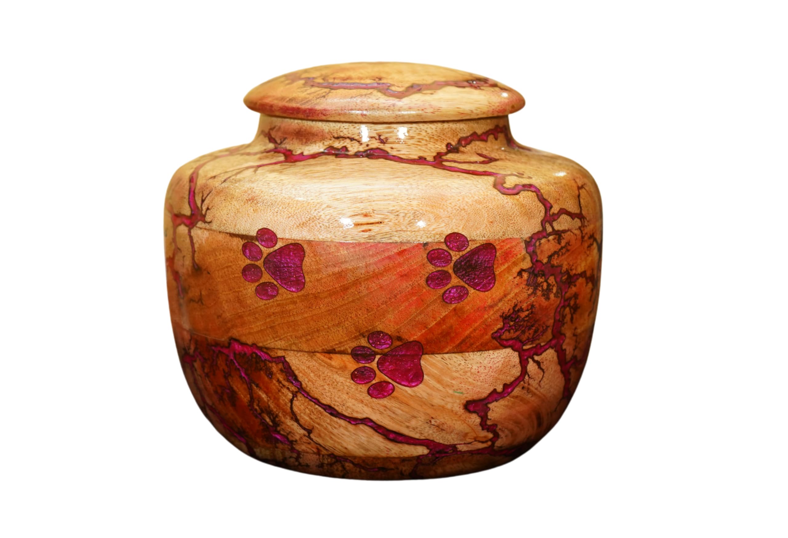 Wooden Urn for Pet Ashes Urn for Dog urn for cat Cremation Pets Memory Box Handcrafted urns Box Multi Colors (Pink, X-Small 20 LBS)