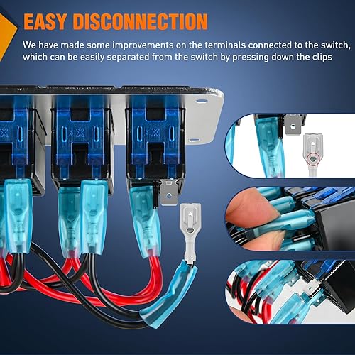 Vista 92 de Nilight Panel de interruptor basculante de 4 bandas, 5 pines de encendido y apagado, soporte de aluminio de 12 V, 24 V, interruptores Verde