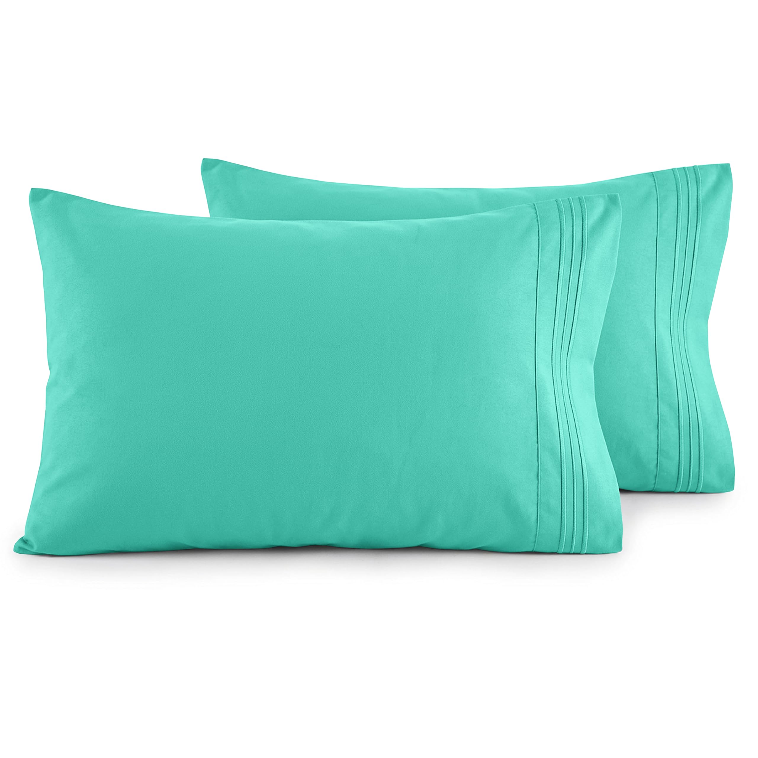 Elegant Comfort Luxury Ultra-Soft 2-Piece Pillowcase Set - 1500 Premium Hotel Quality Microfiber Double Brushed - Wrinkle Resistant, Standard/Queen, Paradise Teal