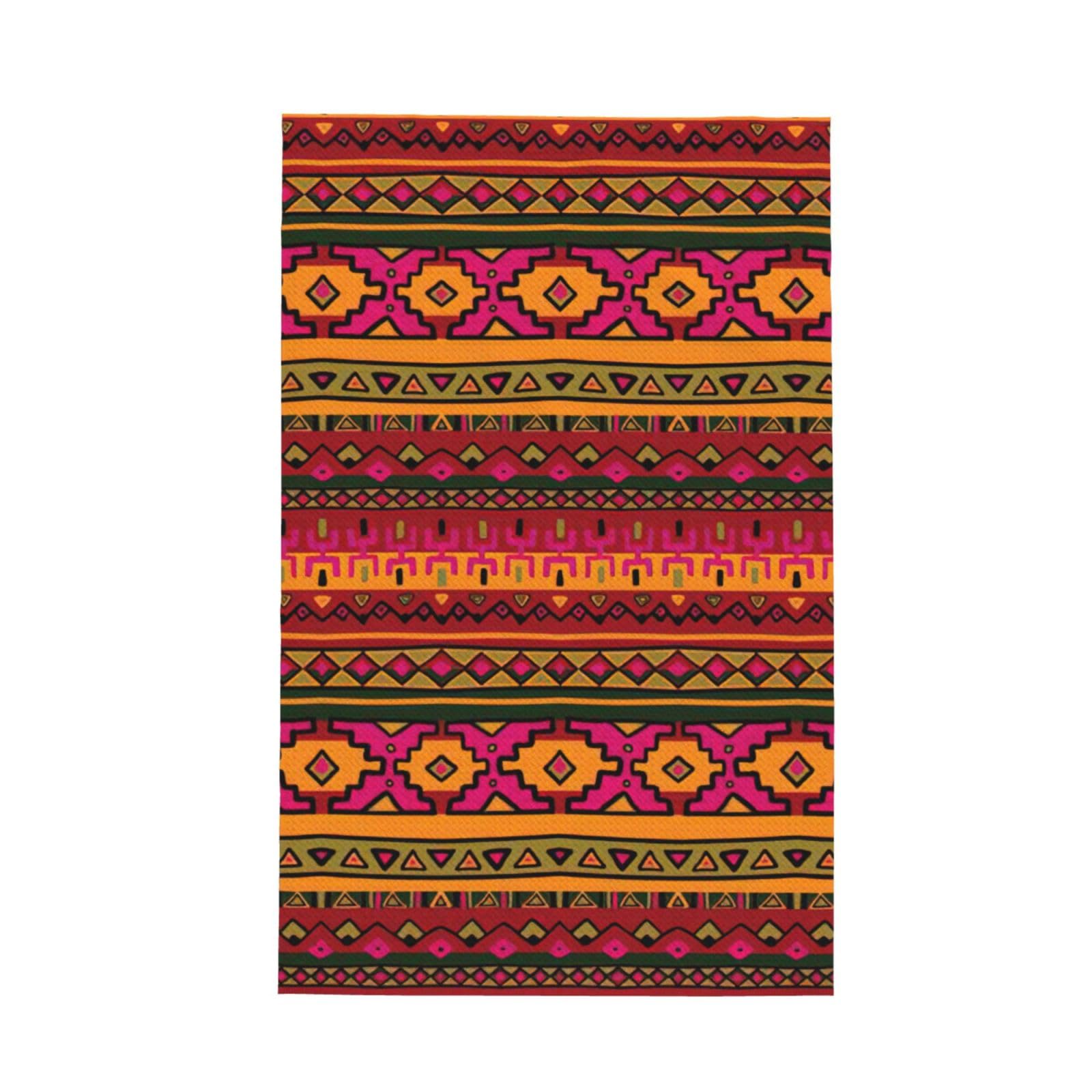 CKGODGF Mexican Folk Art Boho Print Absorbent Waffle Dishcloths,Kitchen Towels With Hanging Loops,Tea Towels.