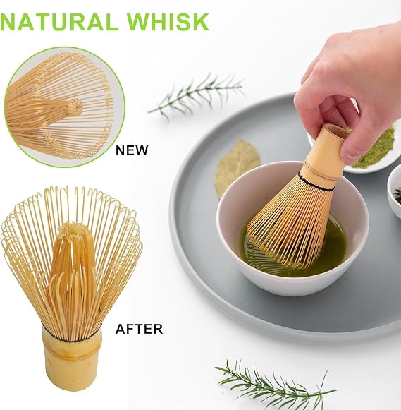 Matcha Whisk Set, Bamboo Matcha Whisks, Traditional Set for Matcha Preparation, Includes Matcha Whisk, Bamboo Scoop, Suitable for Ceremonies