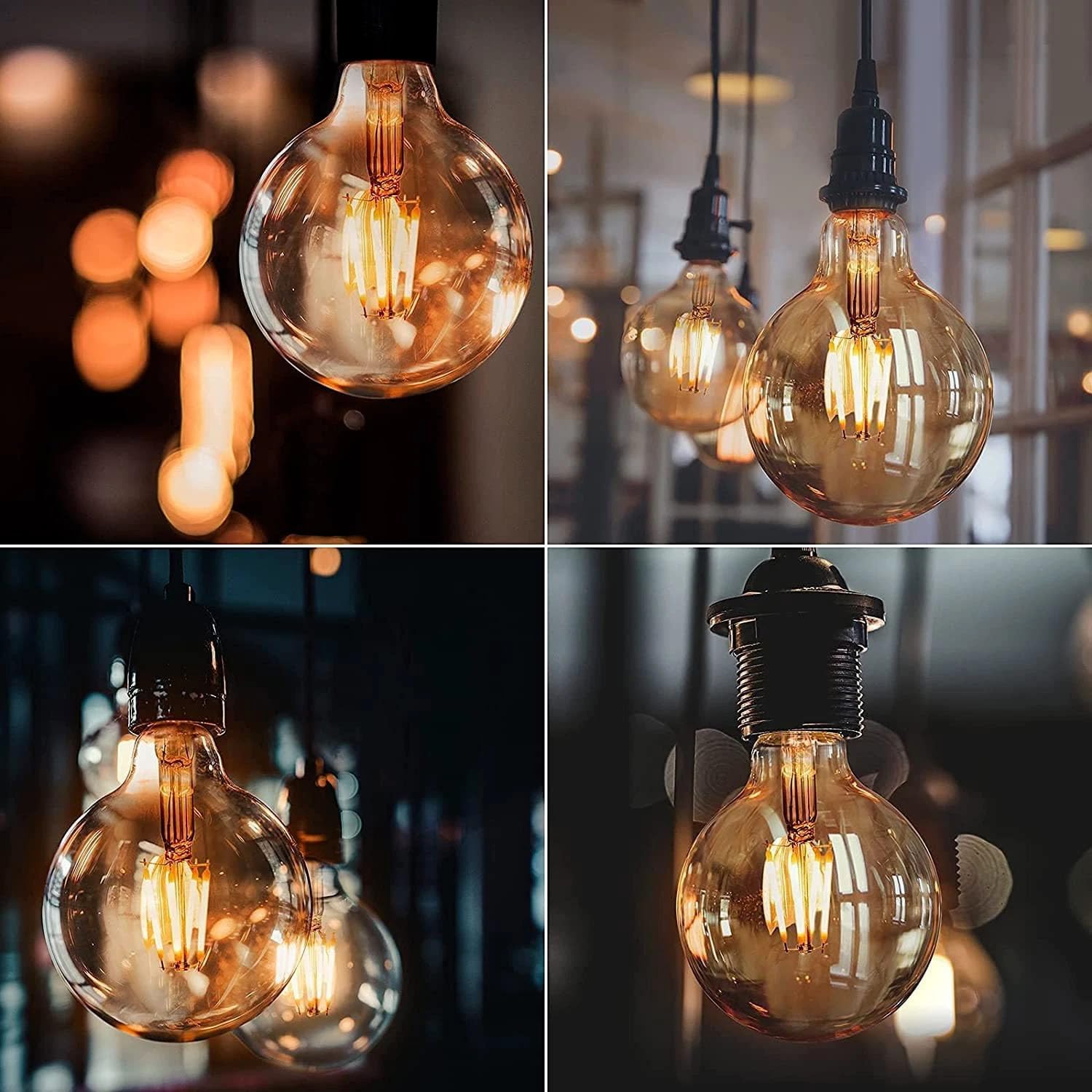 LEDSone Lampadina LED Edison dimmerabile 8W 450 lumen, forma globo G95, vetro trasparente, bianco caldo 2700K, luce di Natale, attacco standard E27 (10)