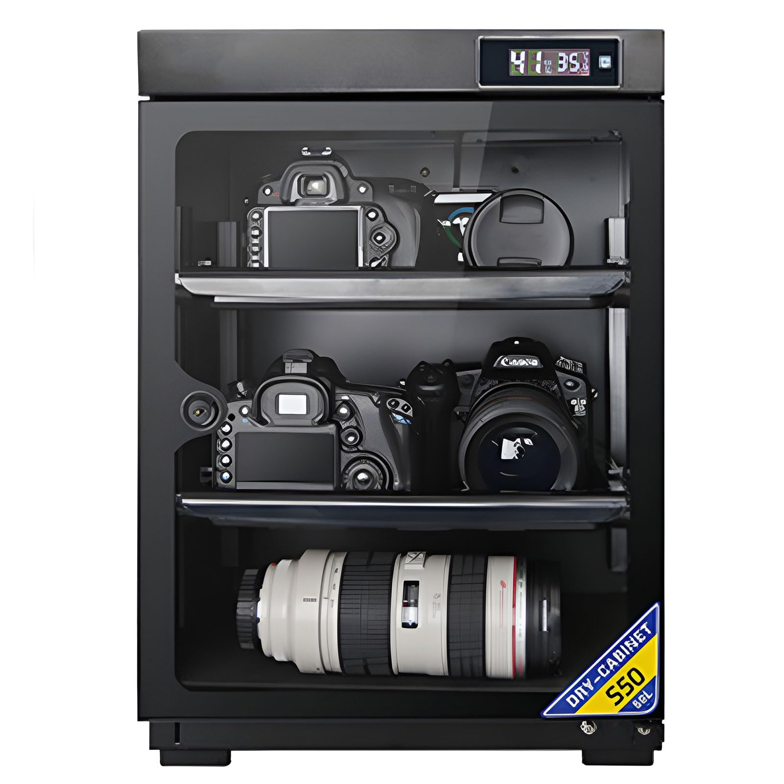 Scatola elettronica a prova di umidità, armadio asciutto con display digitale a LED, armadio di stoccaggio deumidificatore per obiettivo fotografico, per obiettivo fotografico e attrezzatura 50L