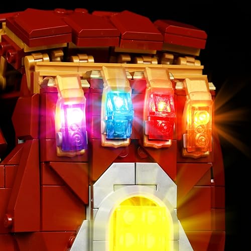 Miniatura 4 de Luz LED para Lego Marvel Nano Gauntlet 76223 Iron Man Juego de luz de decoración compatible con Lego 76223, ilumina tu guantelete de Lego (sin