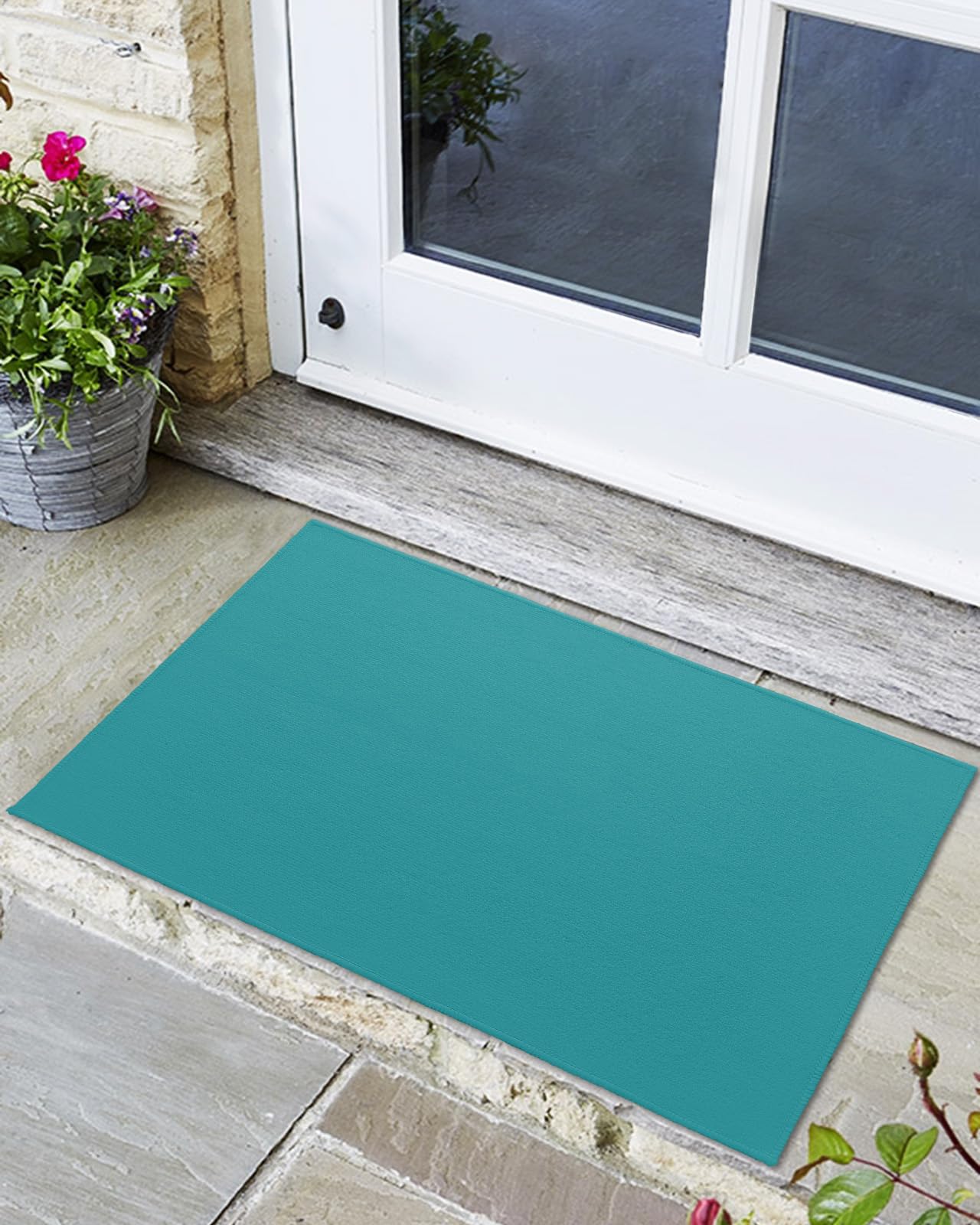 Amazon.com: Indoor Outdoor Mats, Aqua Turquoise Solid Color Door