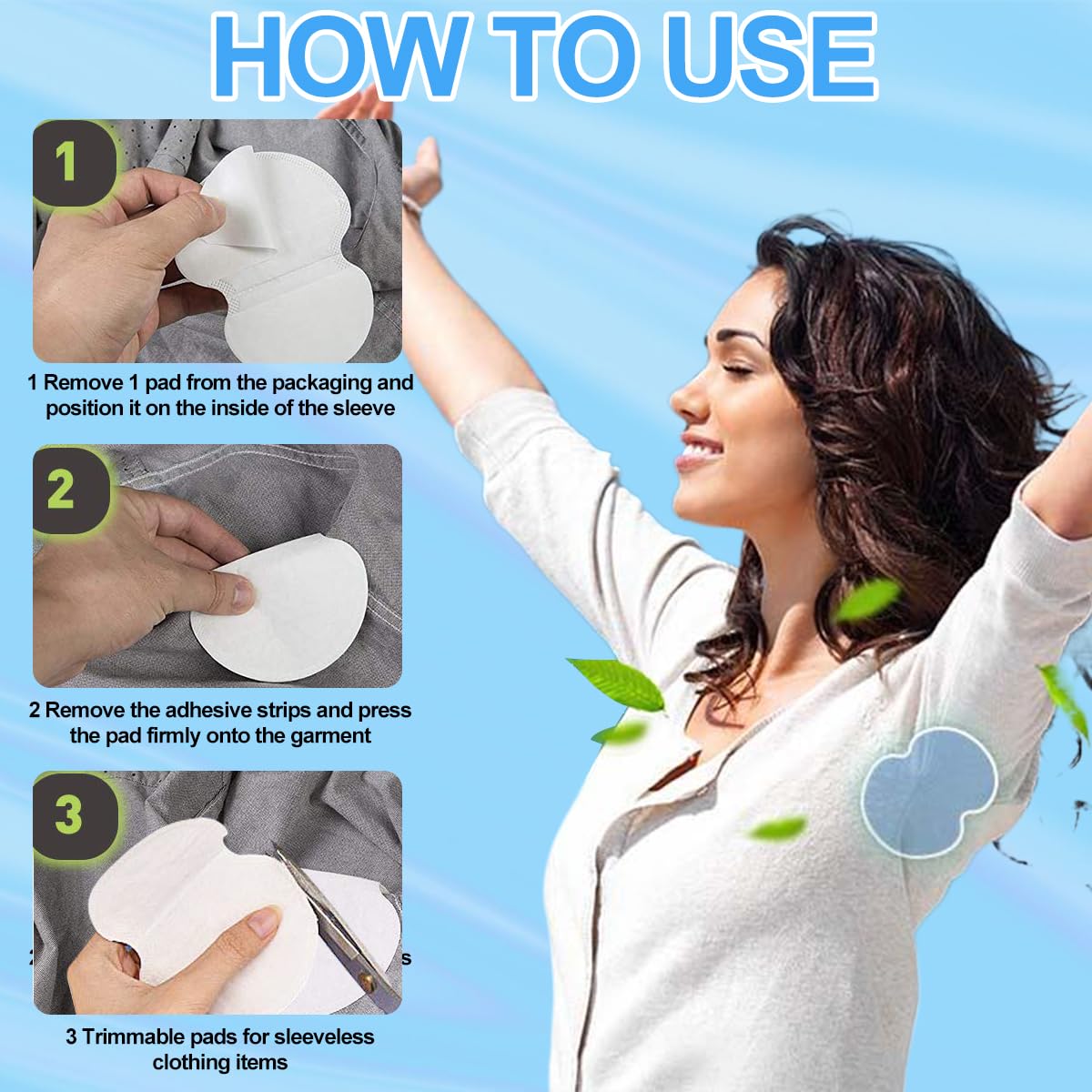 80 Pieza Almohadillas Sudor Axilas Absorción, Almohadilla Axila Autoadhesiva, Parches Sudor Axilas Desechables Absorción Sudor y Eliminar Olor Hombres y Mujeres