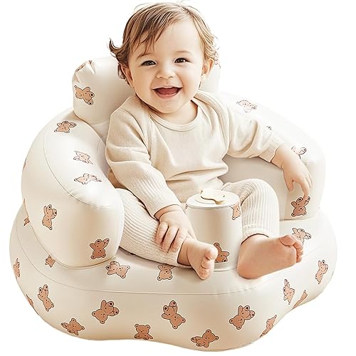 Asiento inflable para bebé de 3 a 36 meses, asiento de apoyo portátil con bomba de aire incorporada, silla de aprendizaje para sentarse y alimentar