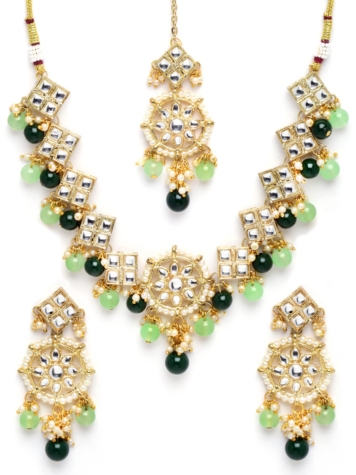 Karatcart Gold Plated Square Shape Womens Green Beads Choker Necklace Set (B0B7DRRJPK) Amazon Price History, Amazon Price Tracker