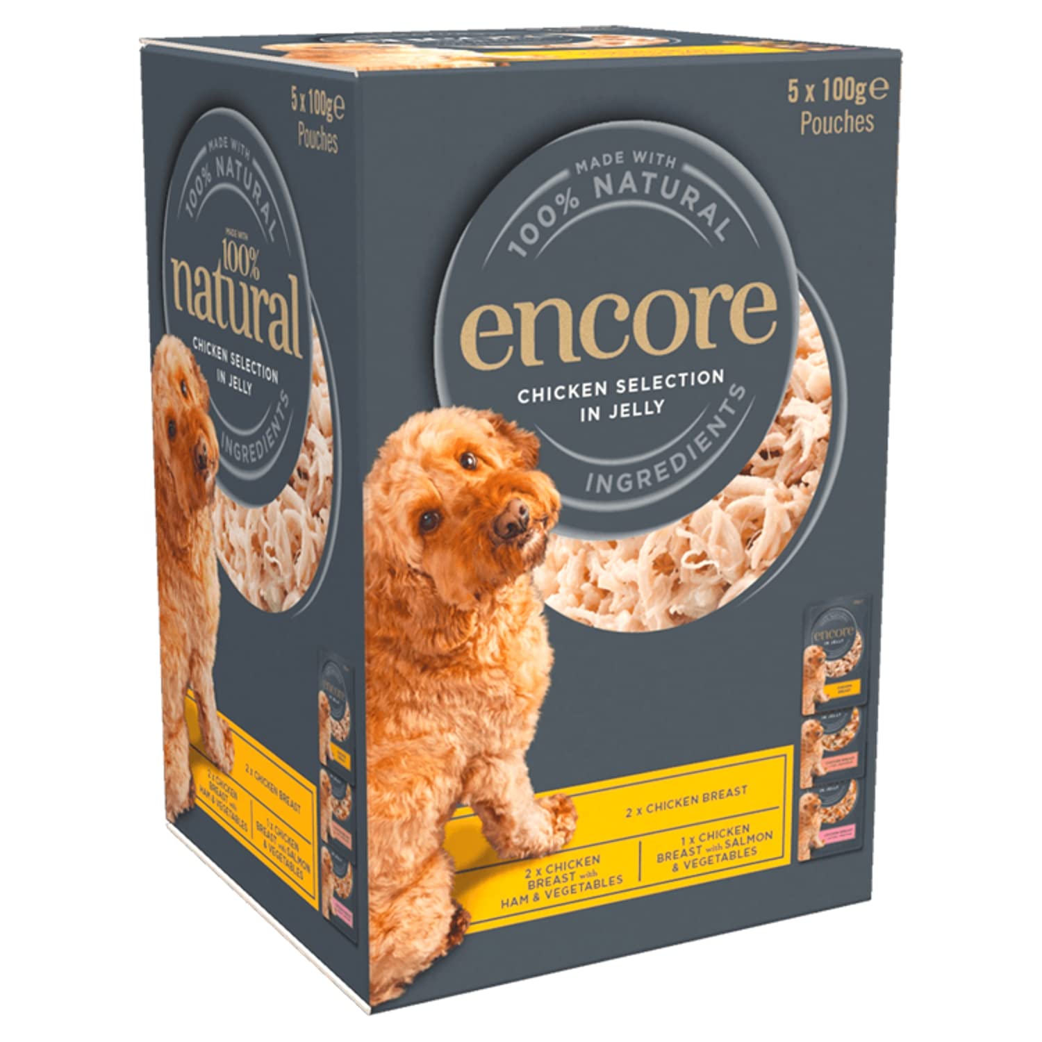 Encore 100% Natural Dog Food Pouch, Deluxe Collection Jelly, 5x100g
