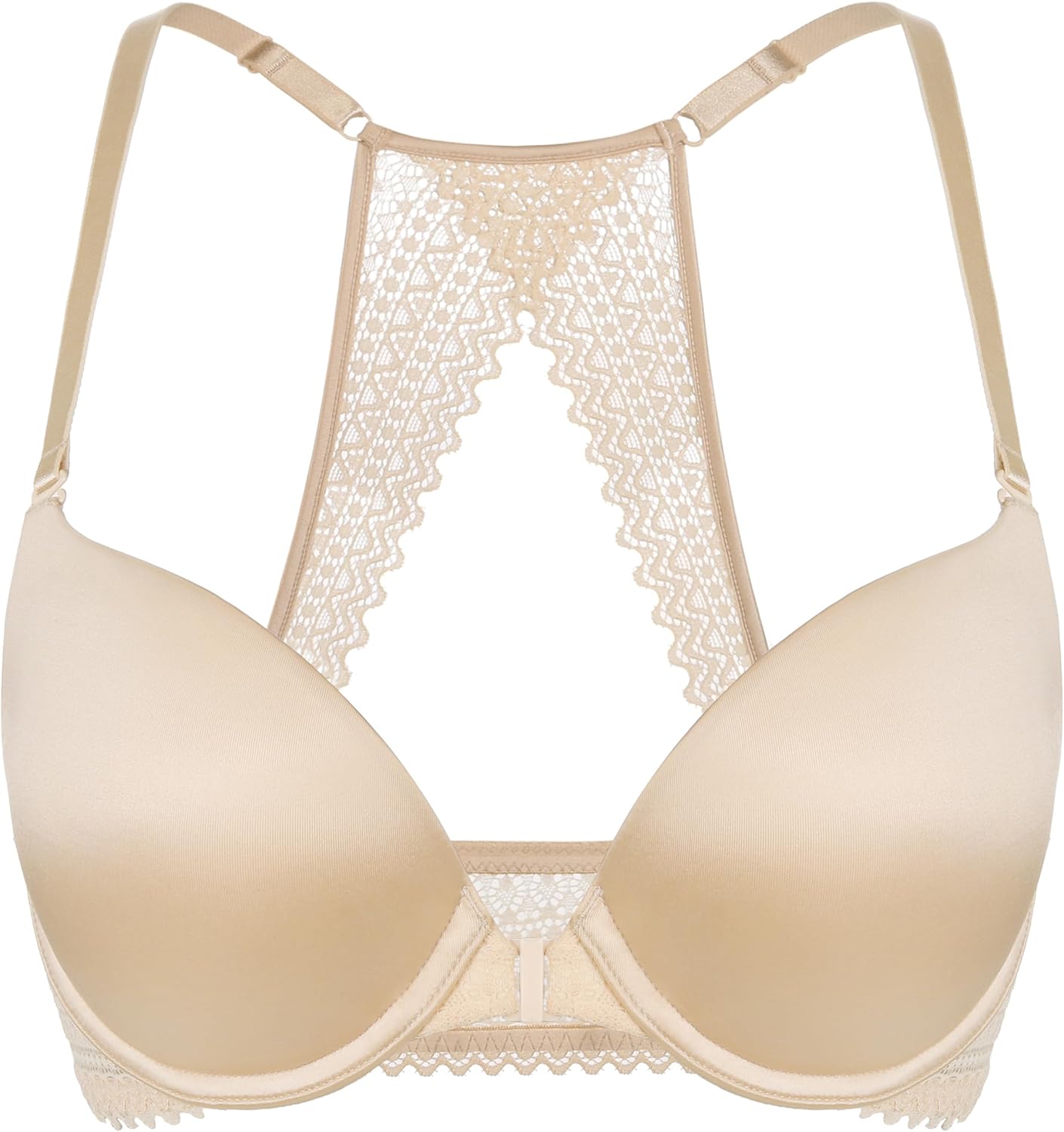 Lemorosy Women's Push Up Front Closure Bra Plunge Smooth Tshirt Padded Comfortable Bra Multiway Convertible Racerback Lace - Image 6