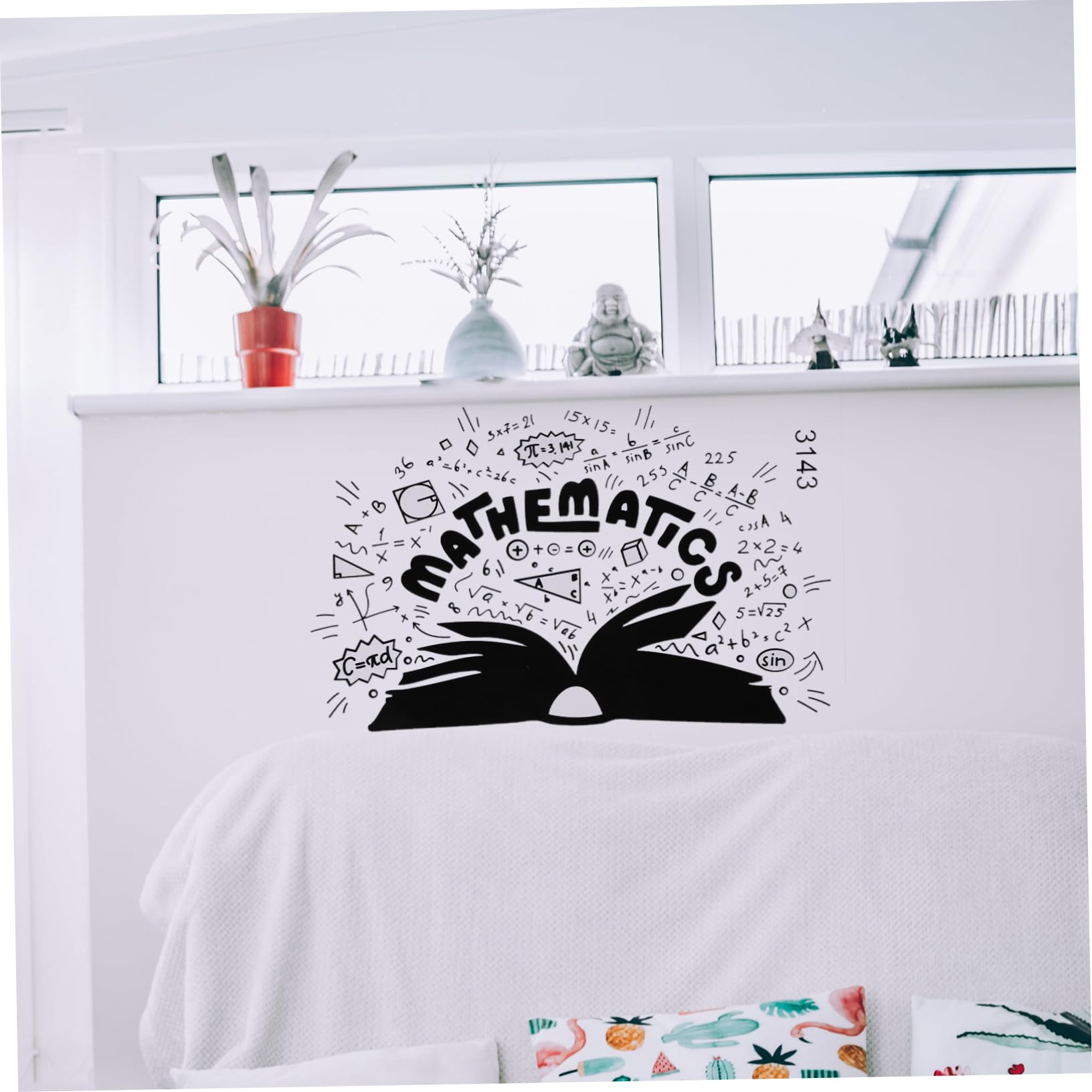 NUOBESTY 4 Fogli Adesivo Murale Tema Matematica Decorazione per Amanti Della Matematica Facile da Applicare Adesivo Autoadesivo per Camera da Letto e Aula