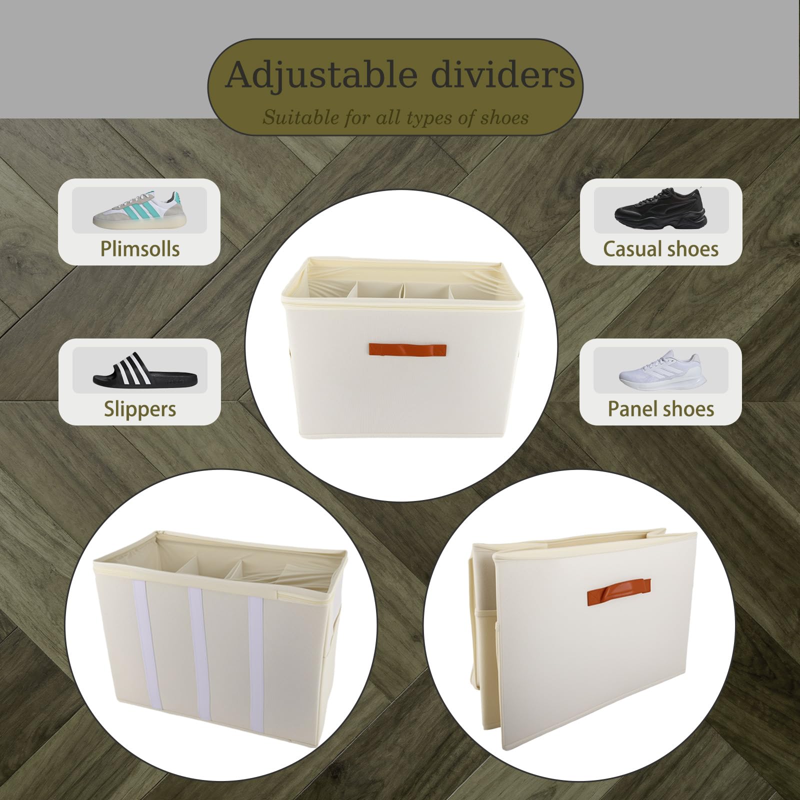 Scatola portaoggetti regolabile per scarpe con parte superiore trasparente, organizer pieghevole per scarpe, con divisori per armadio, pantofole, stivali, giocattoli, vestiti, salvaspazio, con