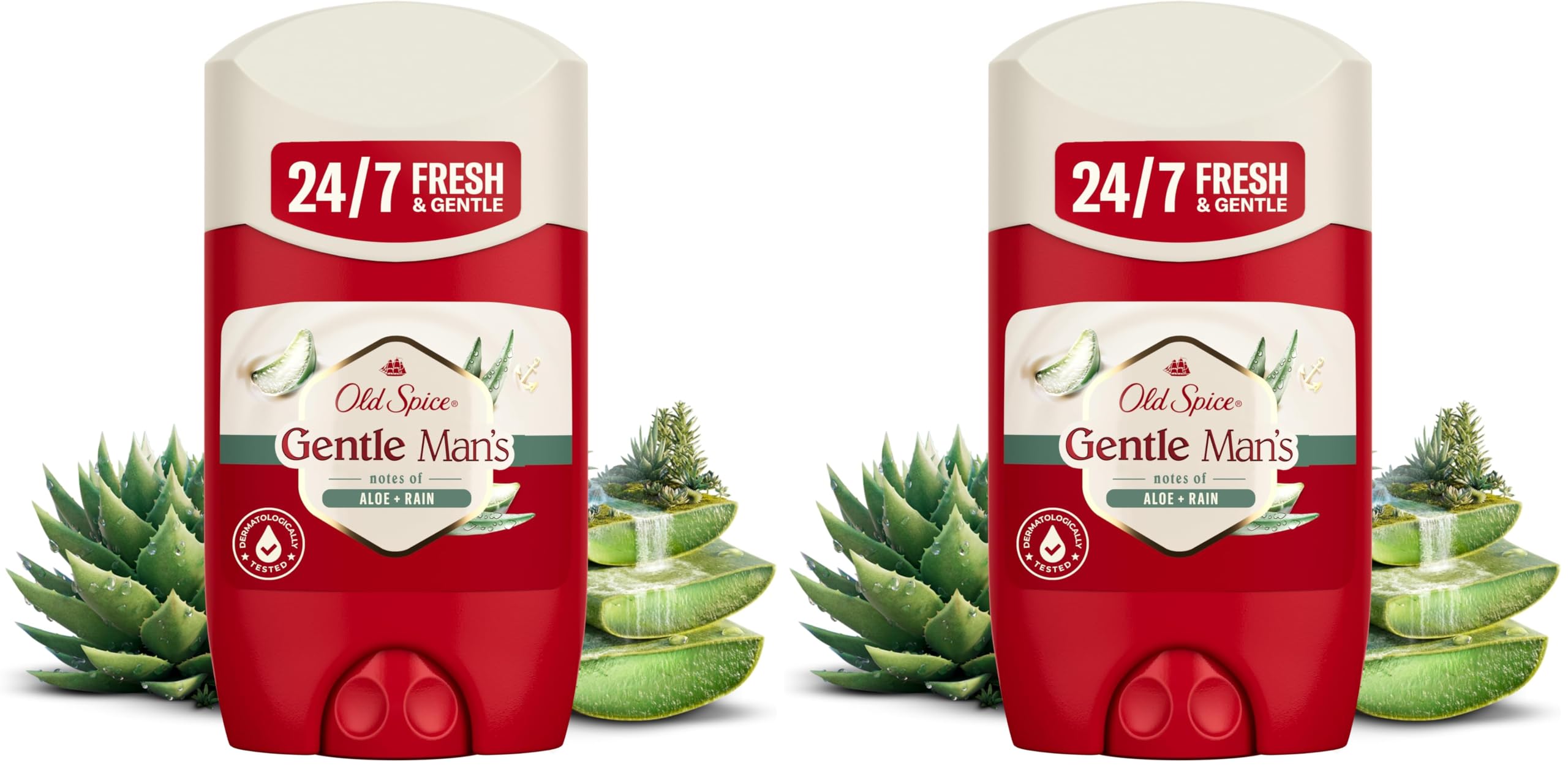 Old Spice Gentle Man's Aloe + Rain Deostick For Men 50ml, 24/7 Frisch & Pflege*, Sanft Zur Haut, Duft in Parfumqualität, *Frisch Bei Täglicher Anwendung (Packung mit 2)