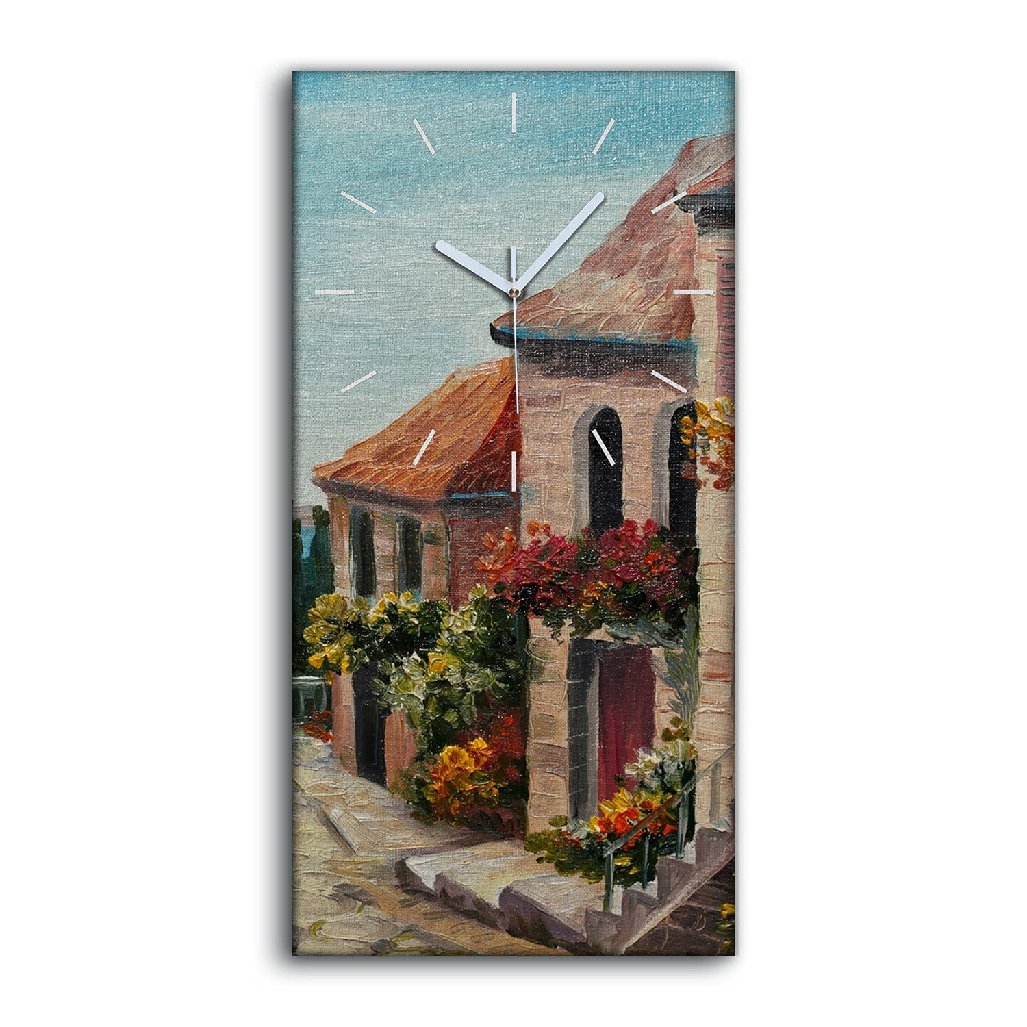 Horloge sur Toile Huile City Sky 30x60cm - Art Mural Premium d'Architecture Moderne