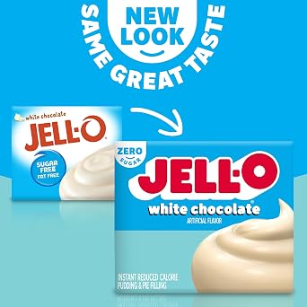 Jell-O Sugar Free Instant Pudding & Pie Filling, White Chocolate Flavored, Fat Free, Quick & Easy Dessert, 1 oz (Pack of 4)