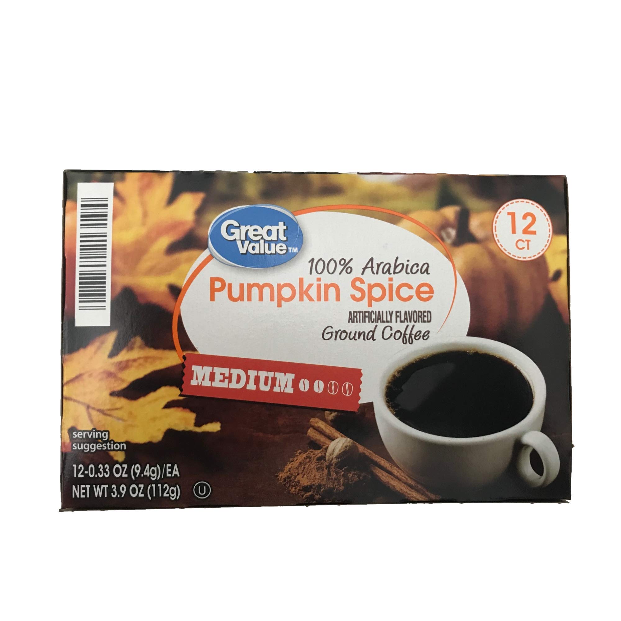 Great Value100% Arabica Pumpkin Spice Coffee Pods, Medium Roast, 12 Count Holiday