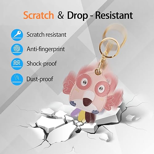 Miniatura 62 de Funda de cuero compatible con Apple AirTag, rastreador de llavero GPS Airtag con llavero, cubierta protectora antiarañazos para AirTag