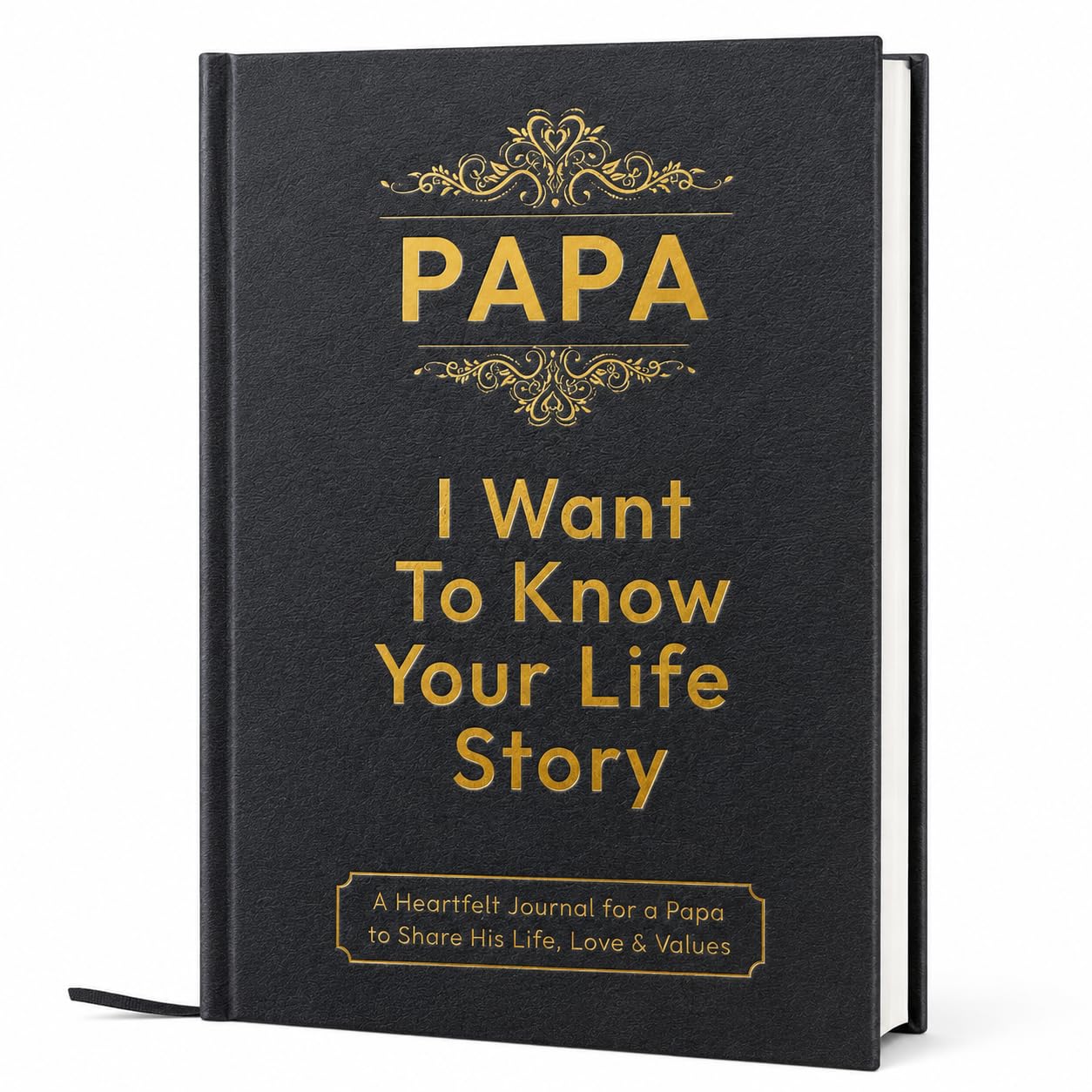 Diario de cuero con texto en inglés «Papa I Want to Know Your Life» (tapa dura) – Regalos para papá para Navidad o cumpleaños – Comparte su historia de vida – Regalo ideal para el Día del Padre de