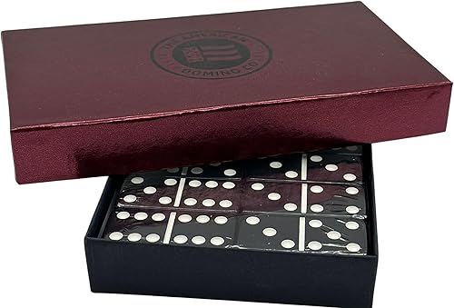 American Domino 28 Azulejos Doble 6 Torneo Jumbo Tamaño Profesional Sin Spinners en caja de almacenamiento (negro)