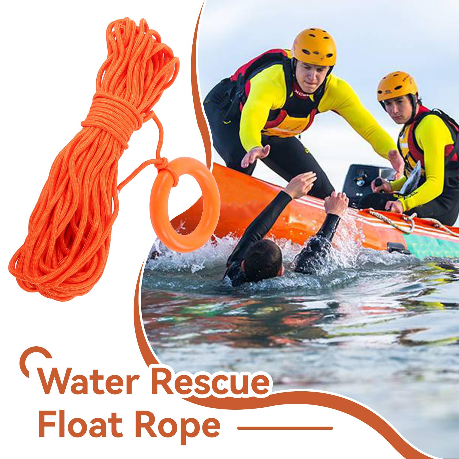 Bootssicherheits-Wurfringe, Rettungsring mit Seil, 30 m schwimmendes Rettungsseil für Nothilfe-Überlebensrettung im Freien