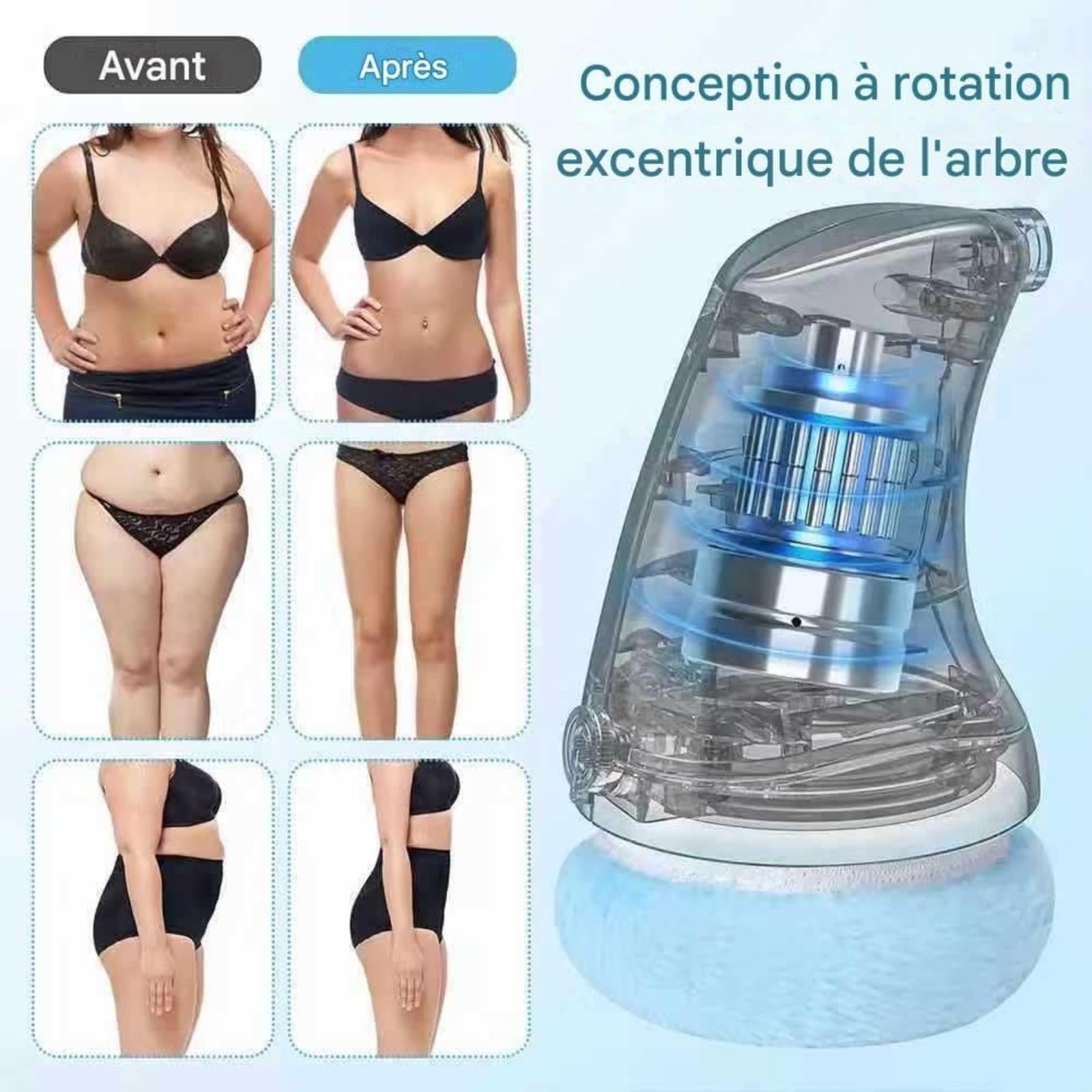 Massage Cellulite Masseur,Vibrapro Anti Cellulite,appareil anti cellulite,Intensité réglable à volonté,3 coussins amovibles en tissu doux pour soulager la fatigue physique et raffermir la silhouette