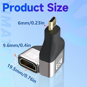 Micro HDMI to HDMI Adapter 2Pack - 8K@60Hz, 4K@120Hz, 2K@240Hz for HDTV, Laptop, Projector