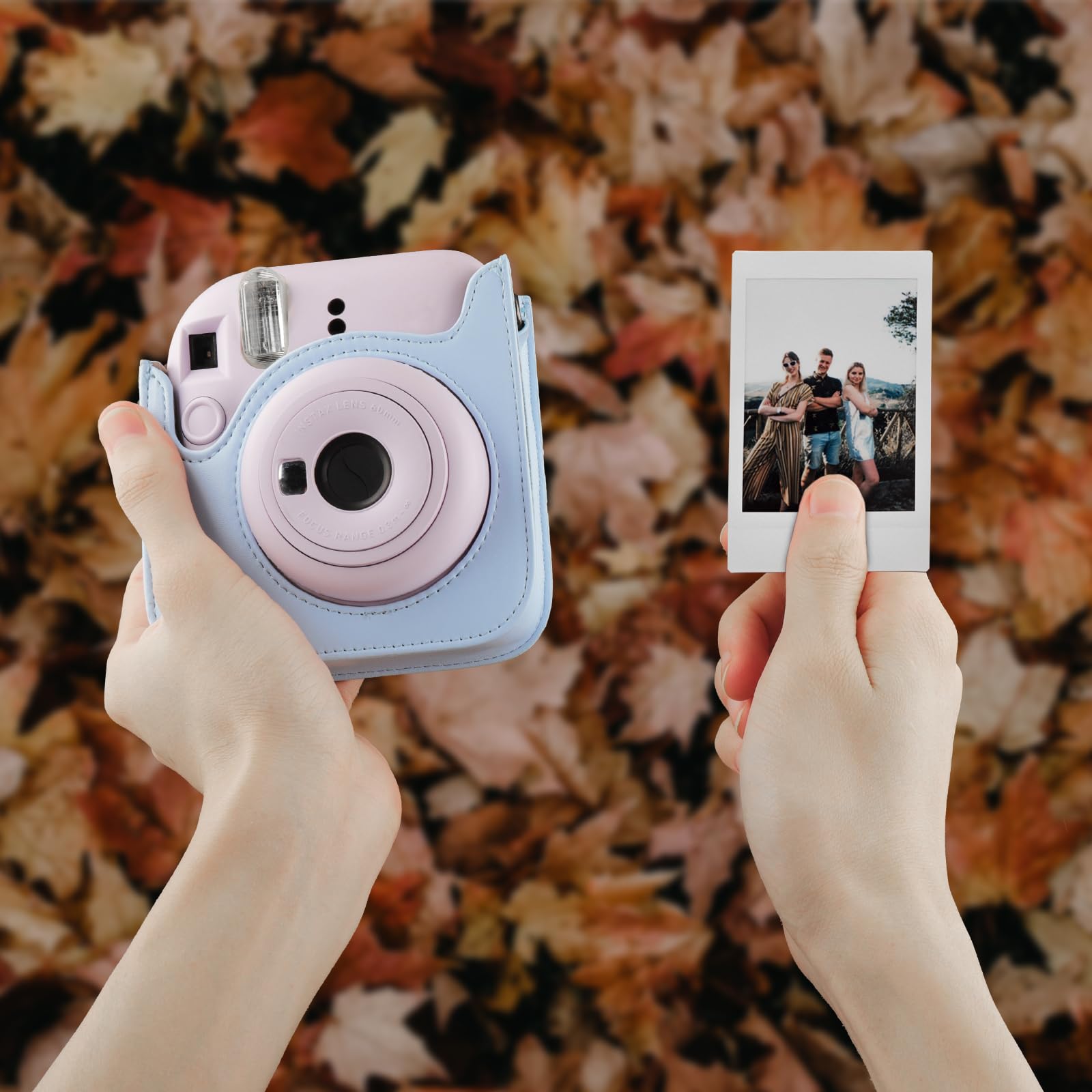 Custodia per Fotocamera Fujifilm Mini 12 in Pelle PU Compatibile Instax Mini, Cielo Blu