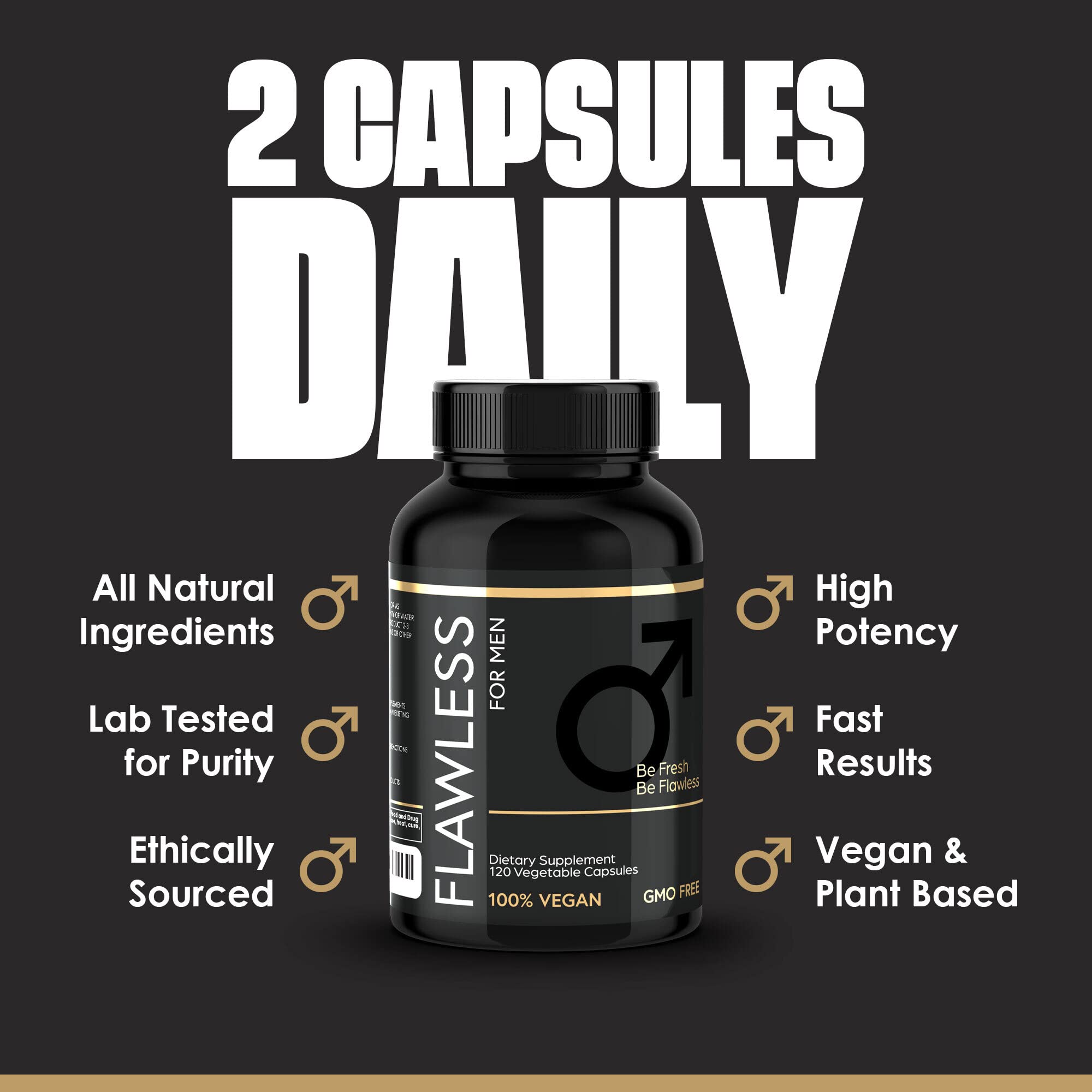 FLAWLESS FOR MEN FIBRE SUPPLEMENT 120 Capsules 1470mg Psyllium Husk