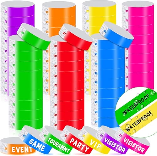 Pulseras para eventos Muñequeras de neón impermeables para eventos, conciertos, entradas a festivales (amarillo, rosa, verde, azul, rojo, naranja,