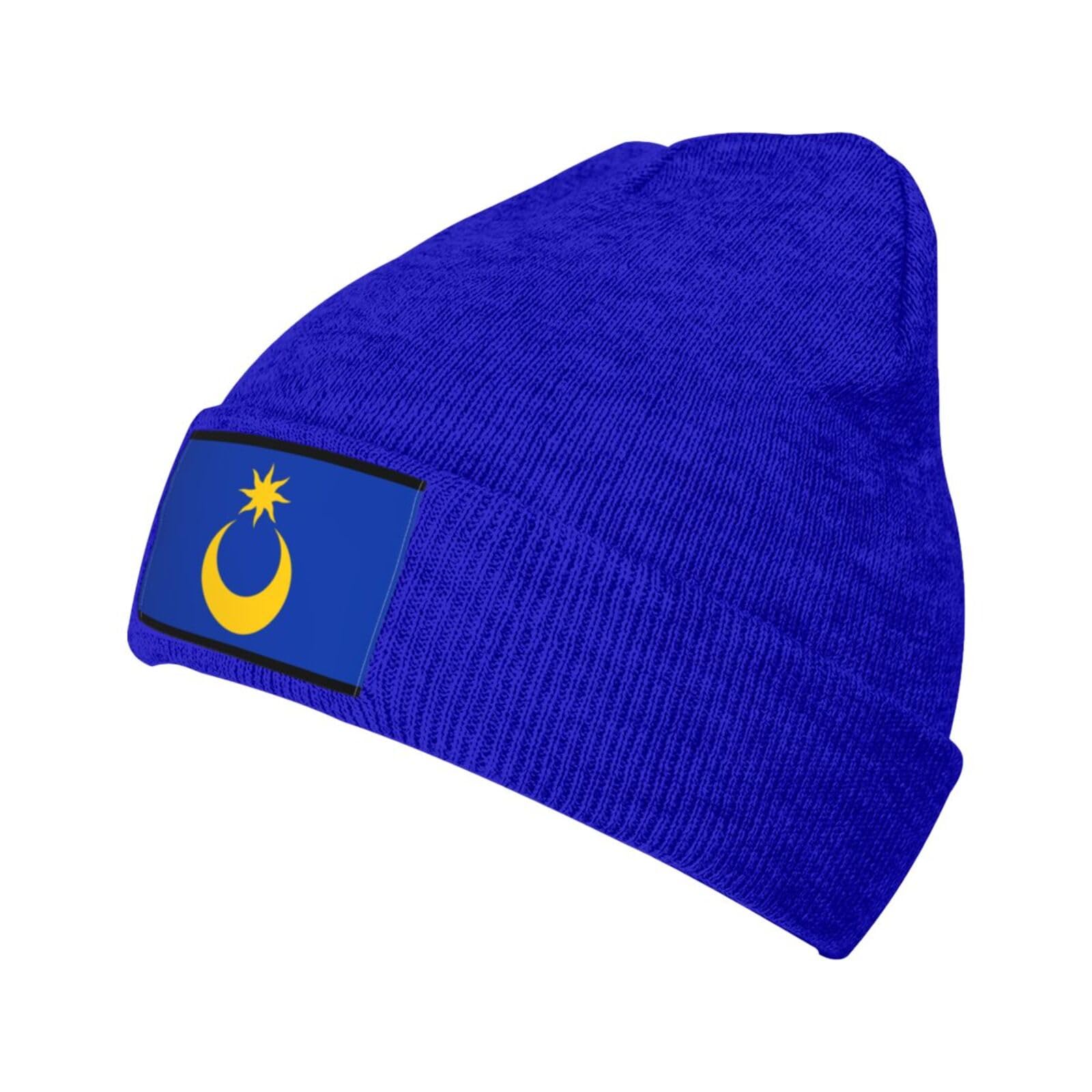 KWQDOZF City Flag of Portsmouth Beanie Unisex Knit Hat Acrylic Cuffed Cap Winter Hats Black