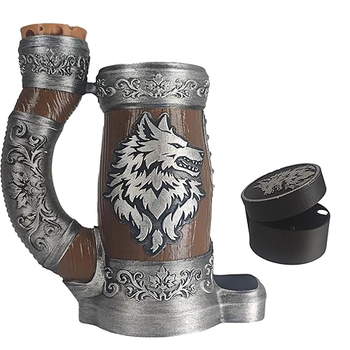 TCGADVN DND Mug Dice Tower Set, DnD Dice Cup with Storage, 12/16 Oz Beverage Holder, DND Accessories for Players, Best Gift for RPG Game lover (Wolf Pack) - Wolf Pack-12oz
