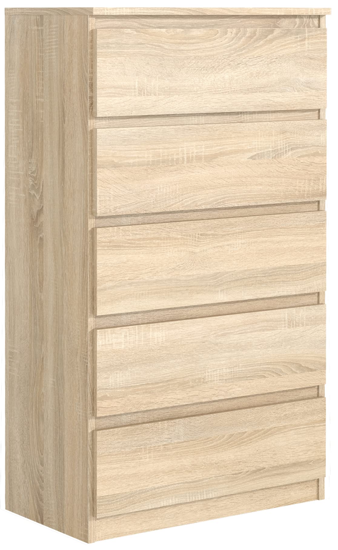 meble masztalerz Komoda Sonoma 70 cm Matowa z 5 szufladami - 70x124,5x39 cm - Komoda do salonu, sypialni - Szafka z szufladami - Komoda z szufladami