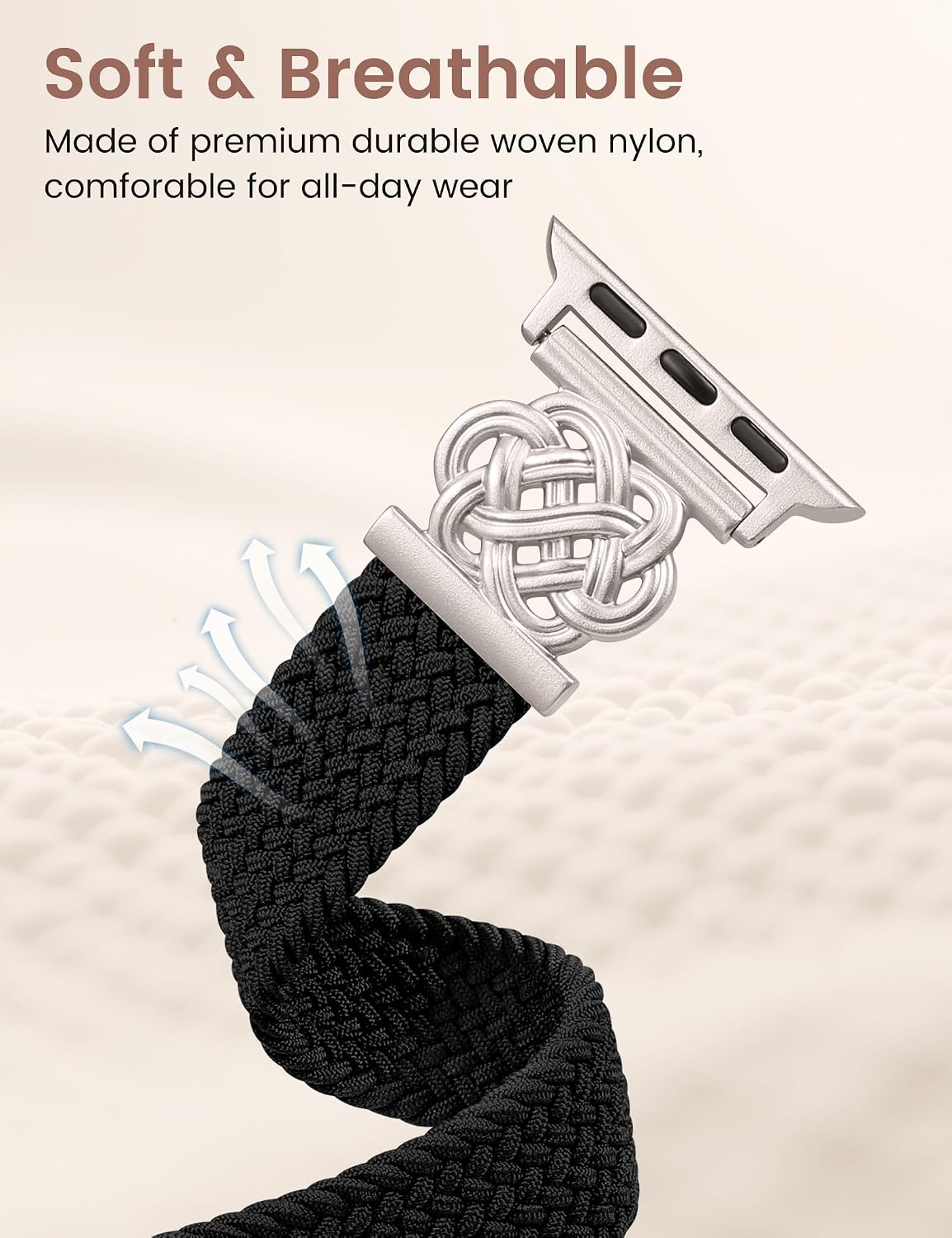 Minyee Slim Braided Magnetic Band Compatible with Apple Watch Bands Women 40/41/42/44/45/46/49/38, Dressy Celtic Knot Soft Thin Elastic Nylon Strap for iWatch Series 11 10 9 8 7 6 5 4 SE/Ultra 3 2 1 image 3