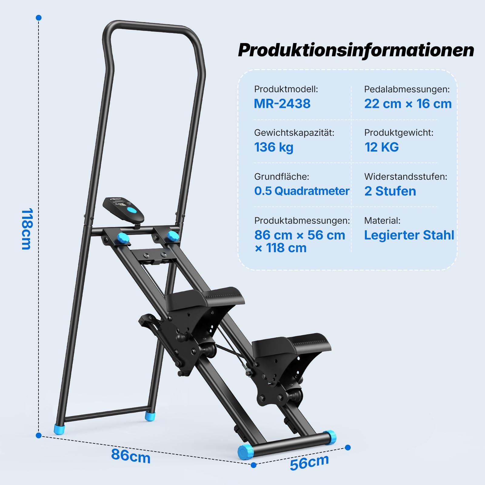 MERACH 2026 Neues Stair Stepper für Home Gym Übung,Vertical Climber Maschine für Ganzkörper-Workout,Compact Folding Cardio Übung Climber mit erweiterten Schrittweite,verstellbare Lenker & Pedale