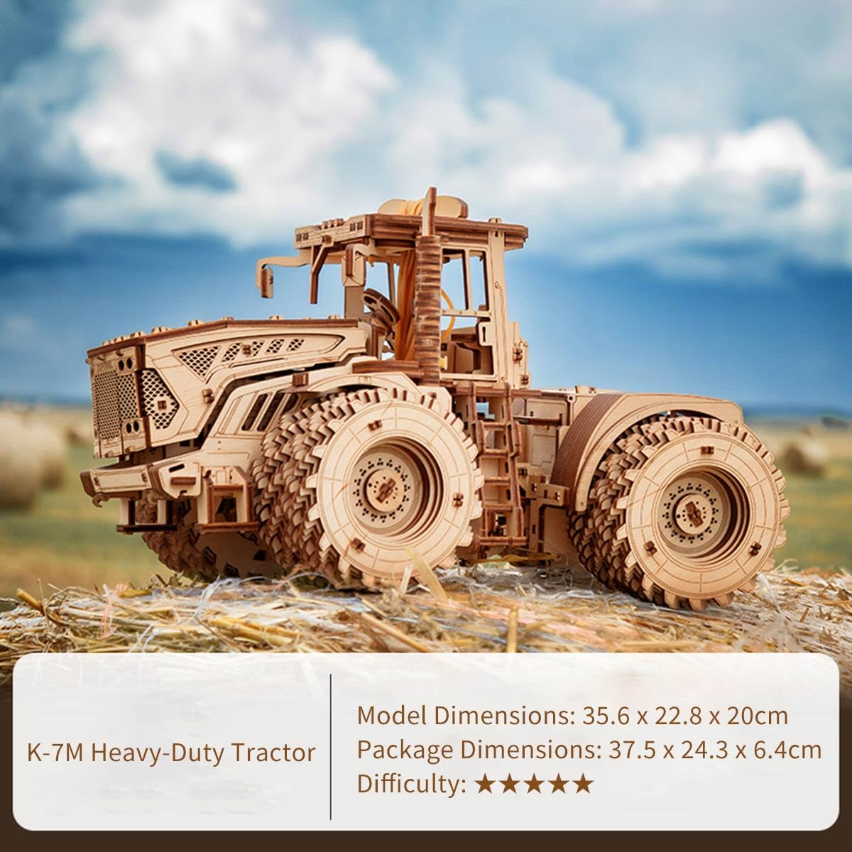 3D Holz Puzzle Mechanisches K-7M Traktor, 596 Stück Holzpuzzle Erwachsene Mechanische Montage Modellbausatz Basteln Modell, Geschenke und Dekoration