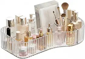 Organizador de Maquiagem Acrílico Transparente com 5 Compartimentos Porta Cosméticos e Pincéis Multifuncional