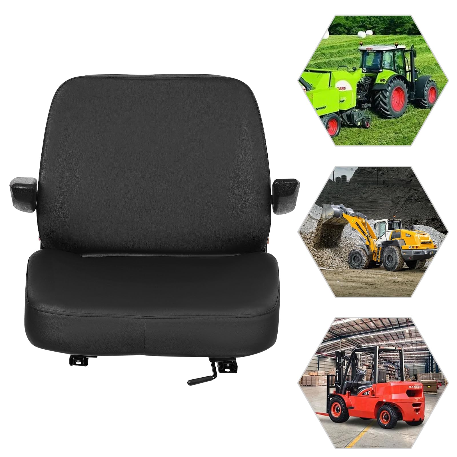 Traktorsitz Armlehne verstellbar, Universal Gabelstaplersitz, Wasserdicht PVC-Kunstleder, für Gabelstapler, Traktor und Baumaschinen