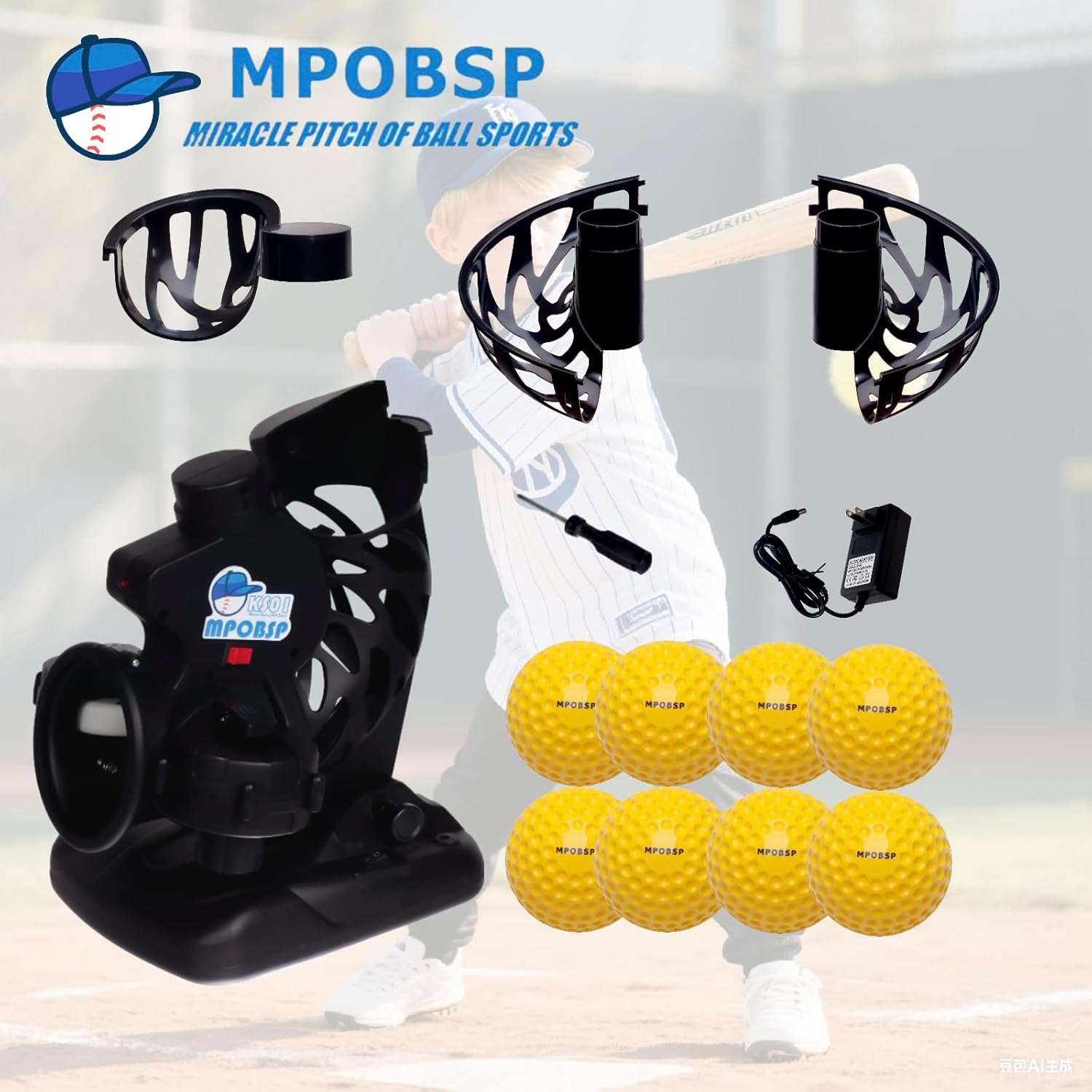 Upgraded Electronic Baseball Pitching Machine with Tripod/8 Balls for Youth - Adjustable Angles & Speeds,AC Powered & Battery Powered，Ideal for Beginner Batting & Fielding Training