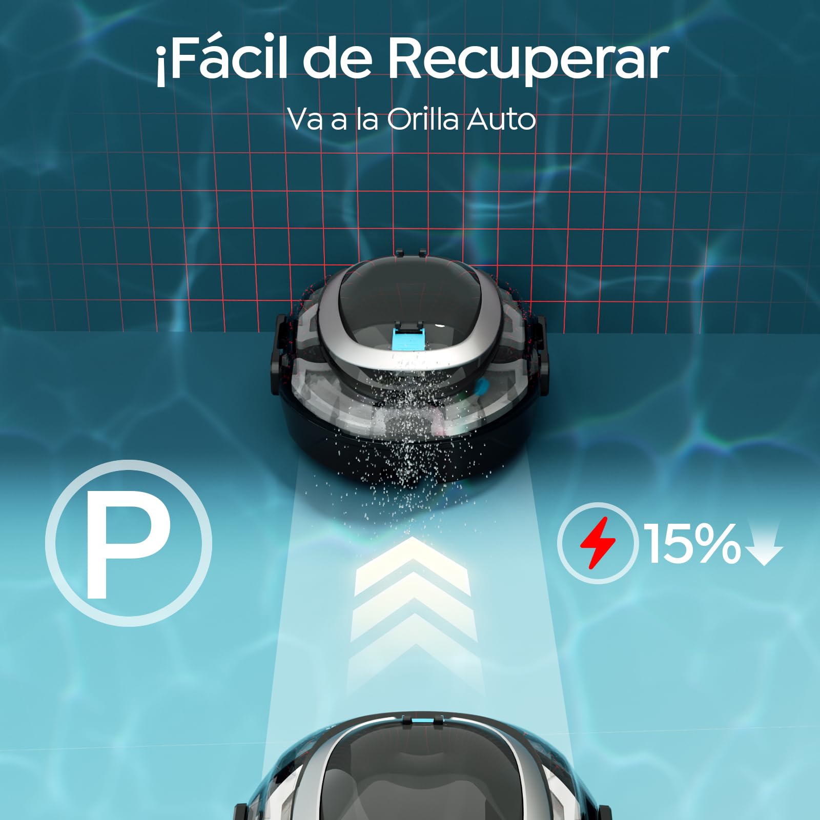 S2 Limpiafondos Piscina, Robot Inalámbrico, Doble Filtración y Doble Motor, 90min Autonomía, 2,5H Carga Rápida,Autoestacionamiento, para Piscinas de Fondo Plano hasta 80m²,Scuro