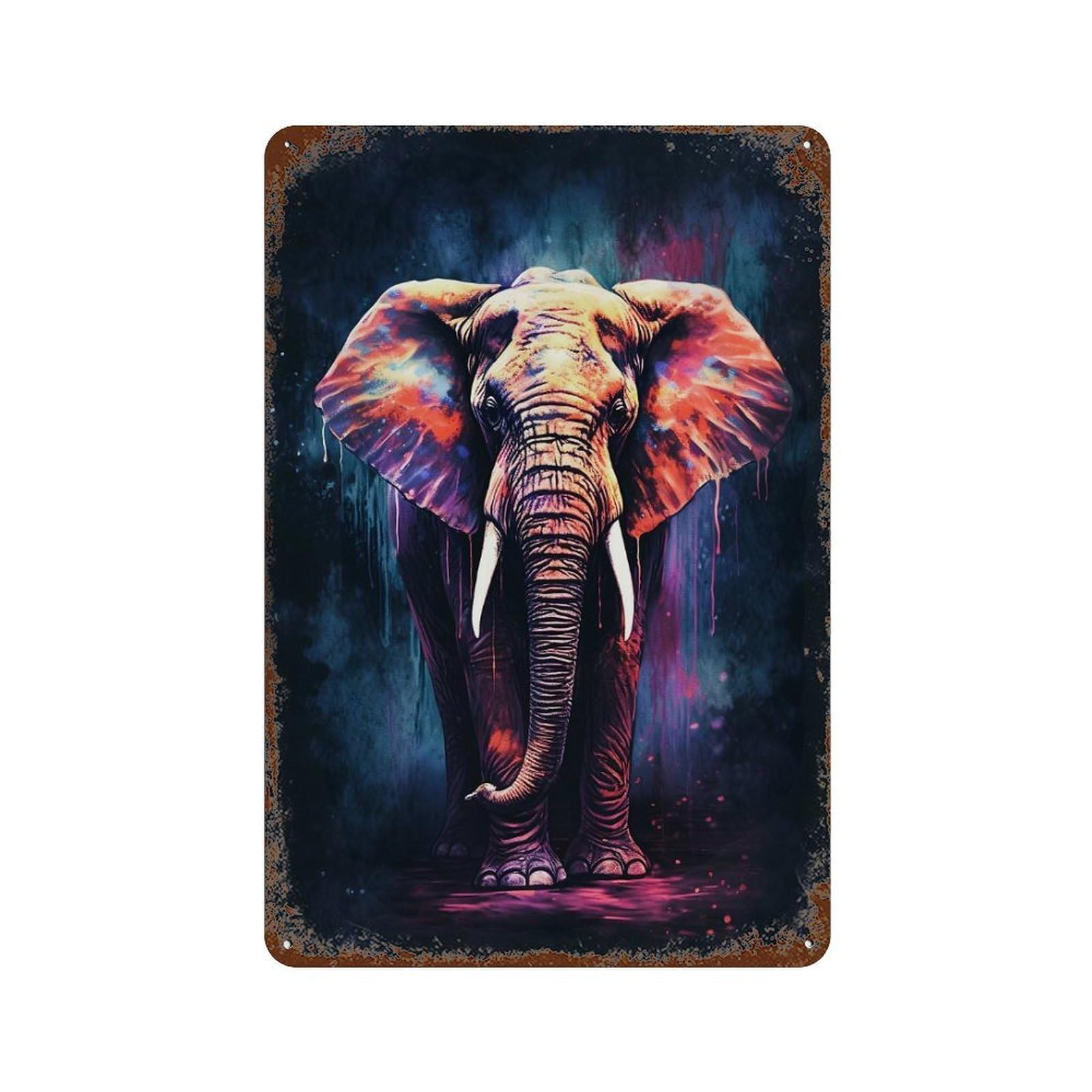 Amazing Elephant Rust Effect Tin Sign 11.8"x7.9", Retro Wall Decor for Pub, Kitchen And Man Cave Decor