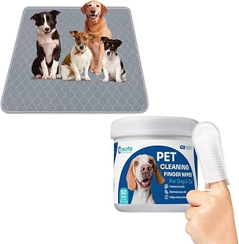 Conkote Large Reusable Pet Pads 48" x 60" with Pet Cleaning Finger Wipes 50 Count